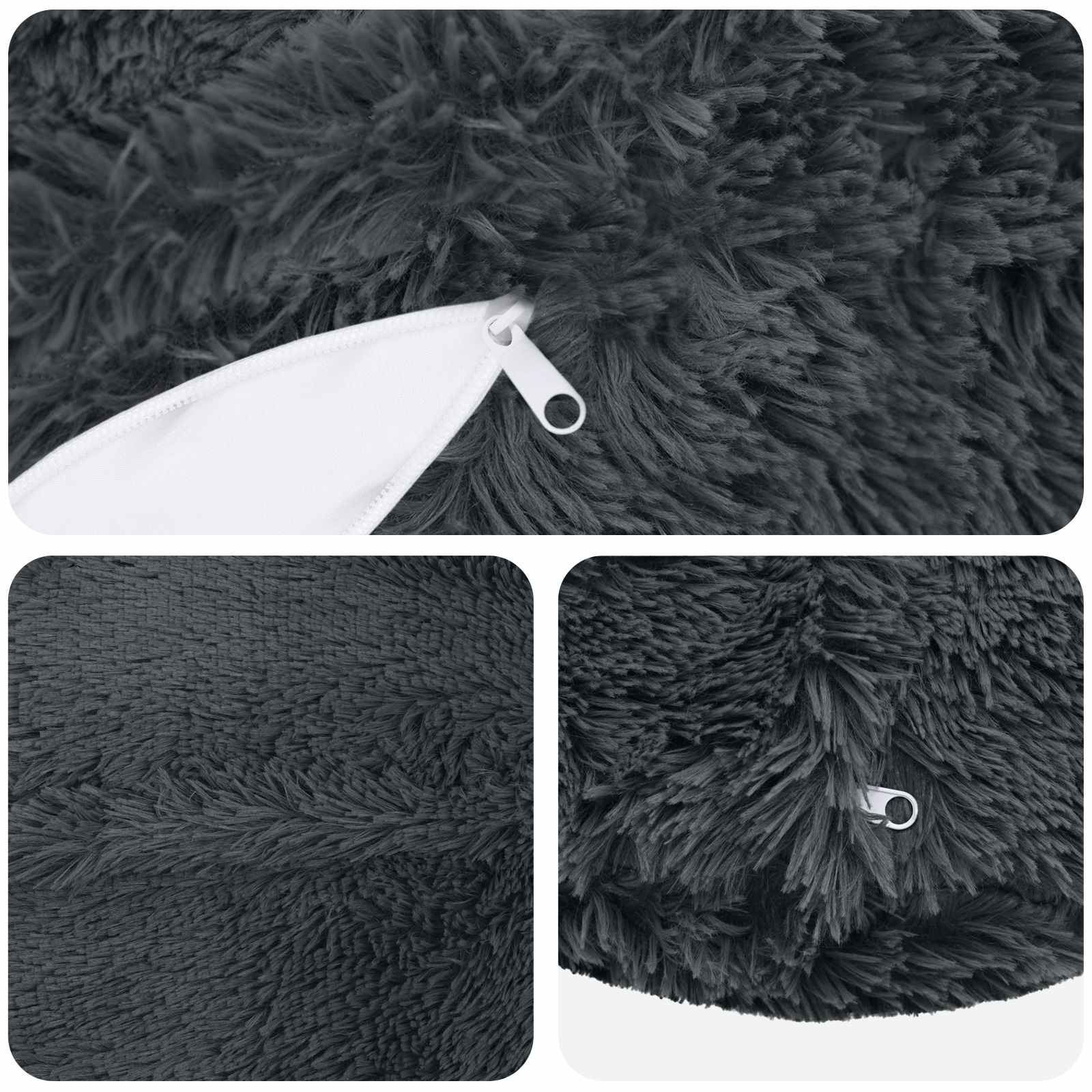 Kussen met kussen HEERLEN 2 st Antraciet PV Fleece image 4