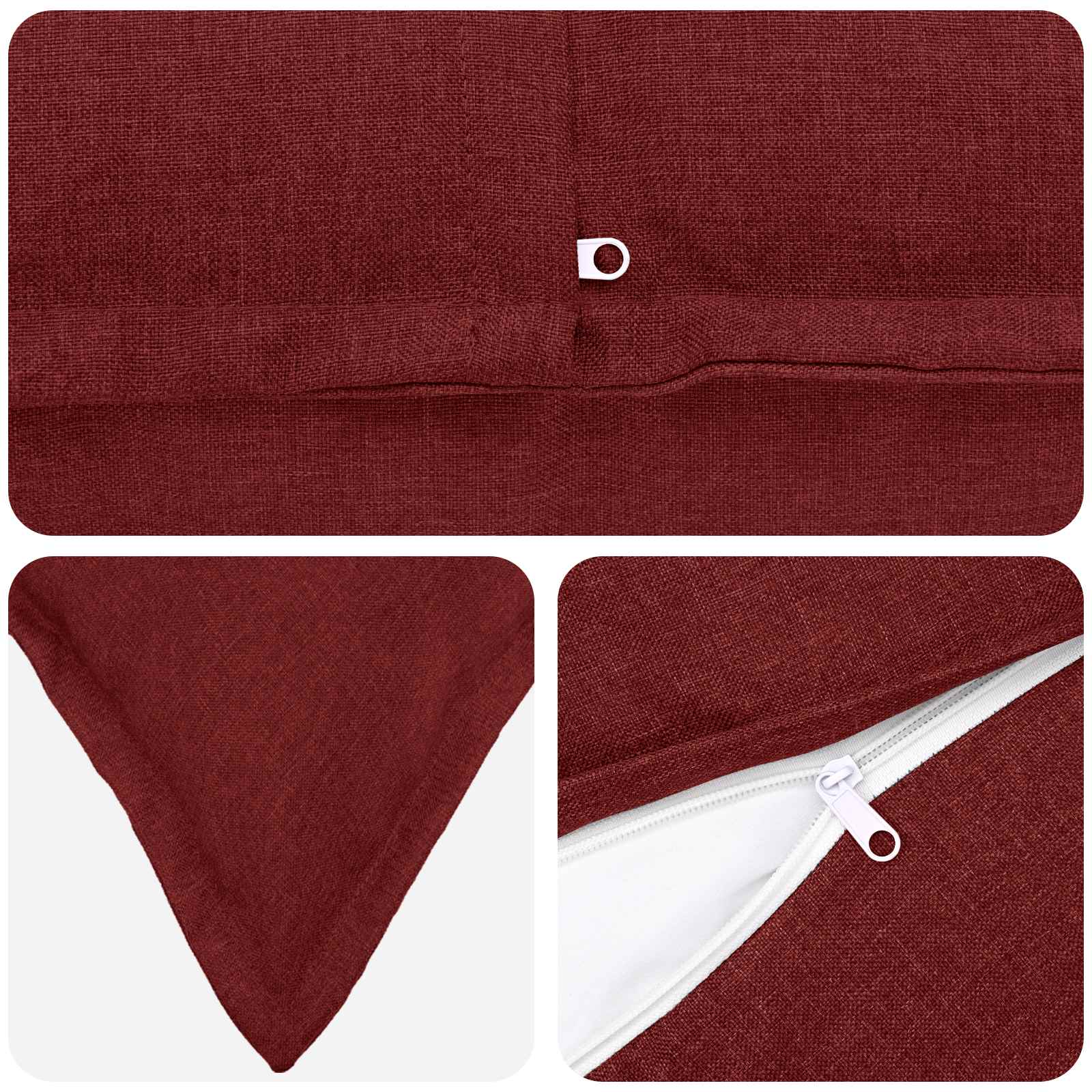Kussen met kussen HOUTEN 2 st Wijnrood Faux Linnen image 4