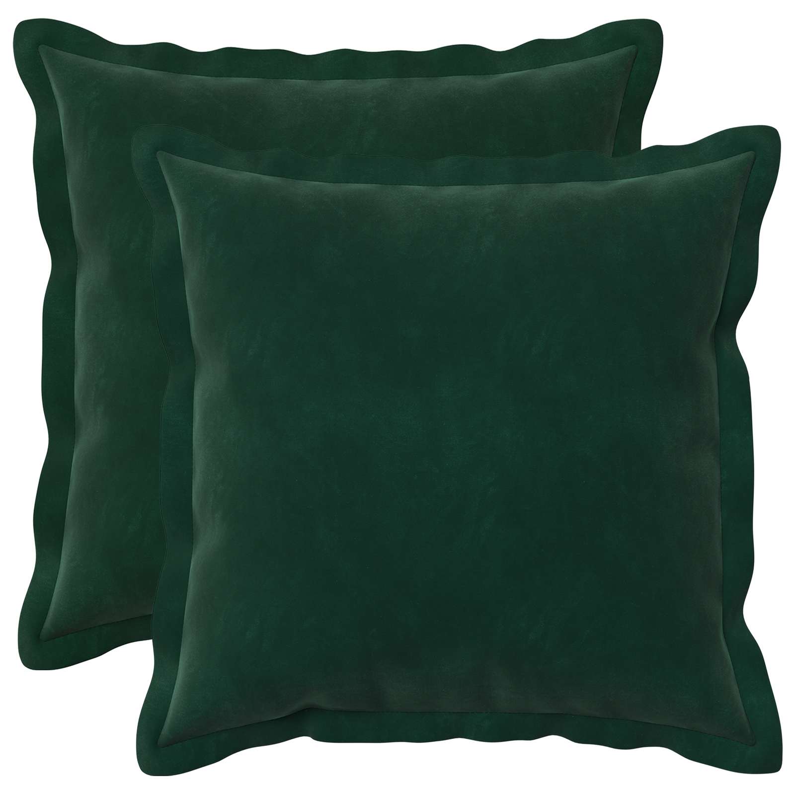 Kussen met kussen HOUTEN 2 st Donkergroen fluweel image 1