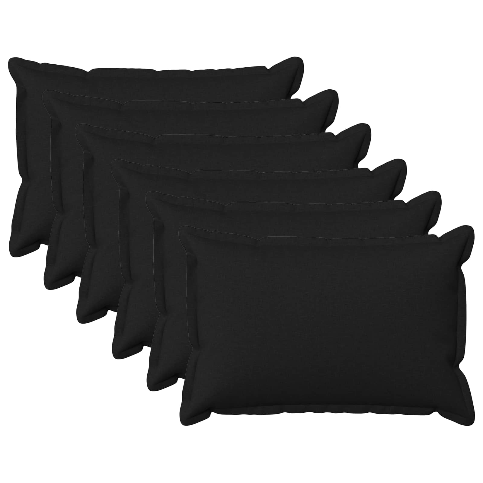 Kussen met kussen HOUTEN 6 st Zwart Faux Linnen image 1