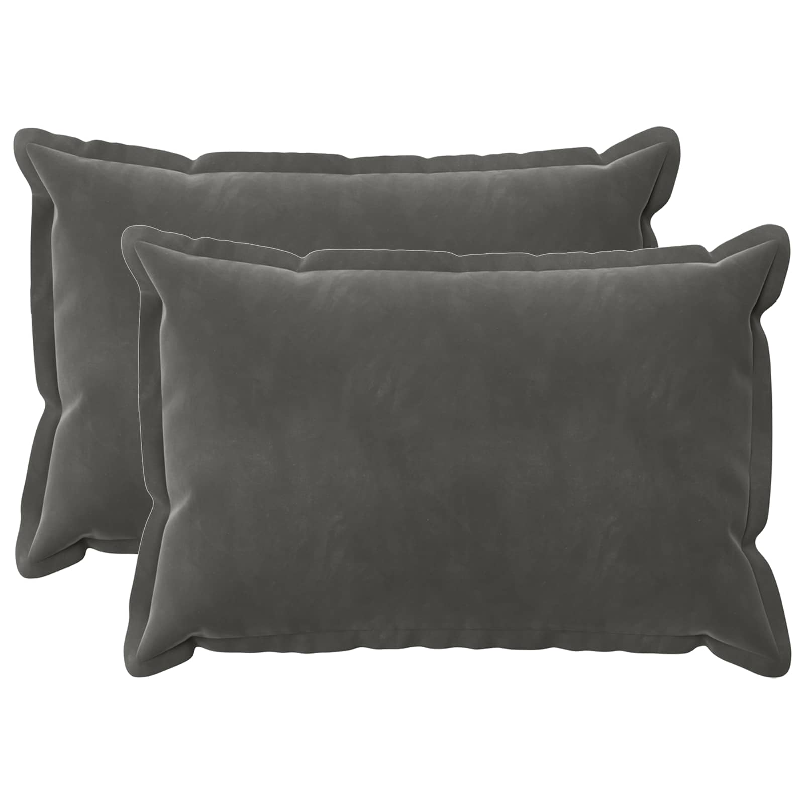Kussen met kussen HOUTEN 2 st Donkergrijs fluweel image 1