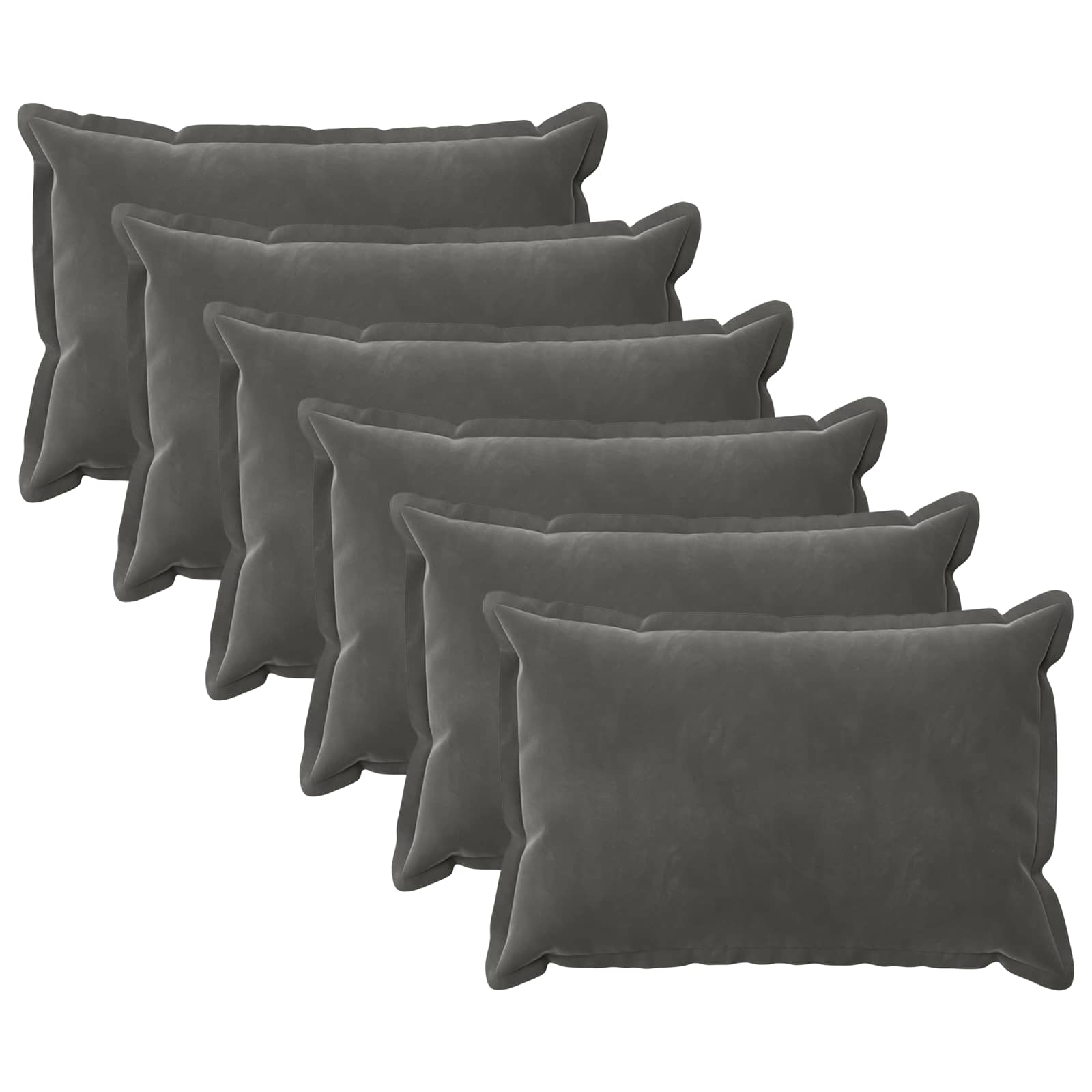 Kussen met kussen HOUTEN 6 st Donkergrijs fluweel image 1