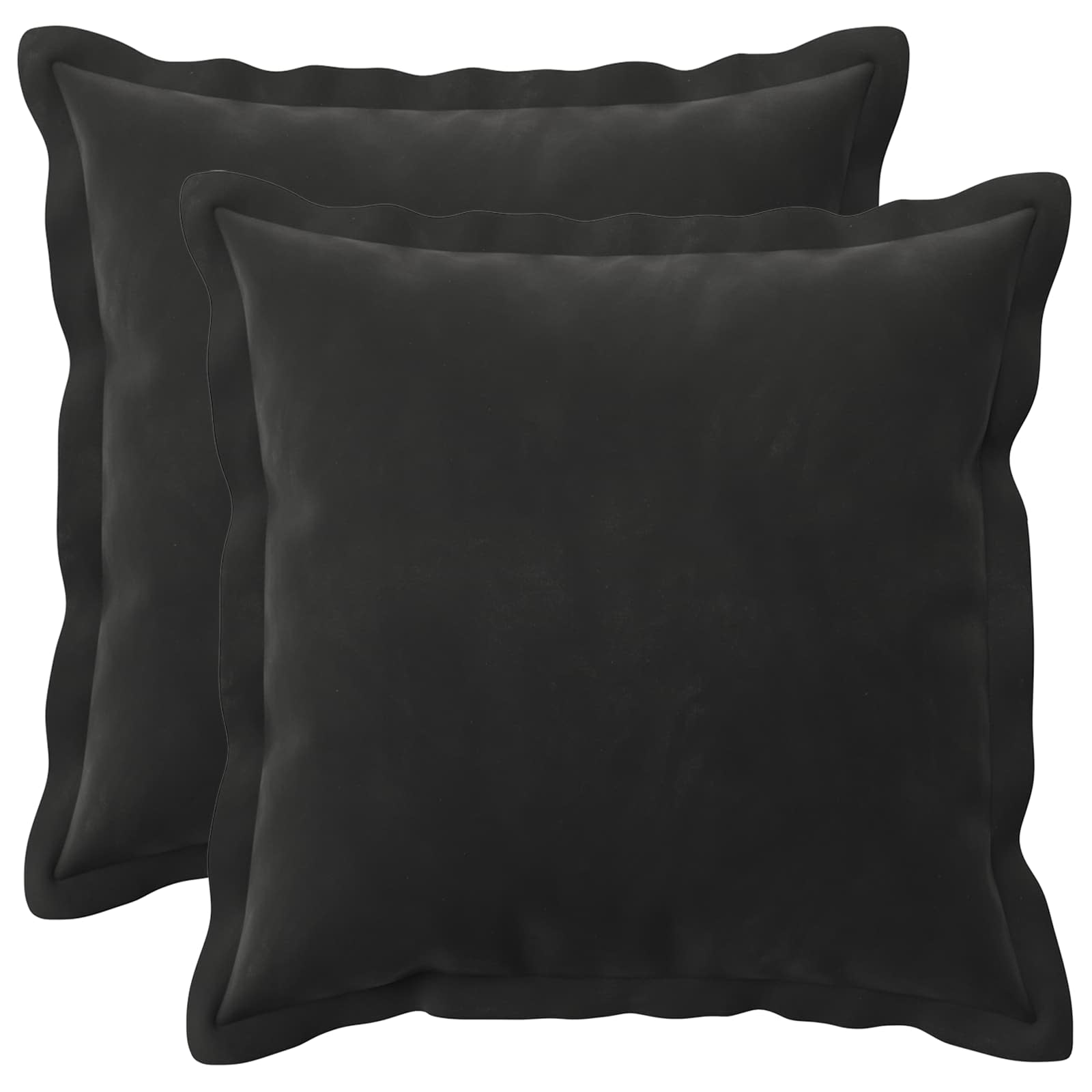 Kussen met kussen HOUTEN 2 st Zwart fluweel image 1