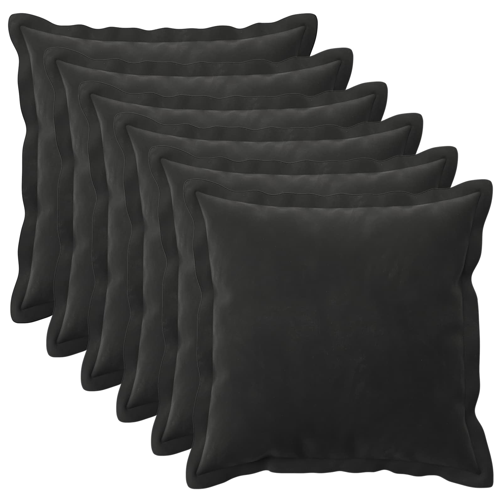 Kussen met kussen HOUTEN 6 st Zwart fluweel image 1