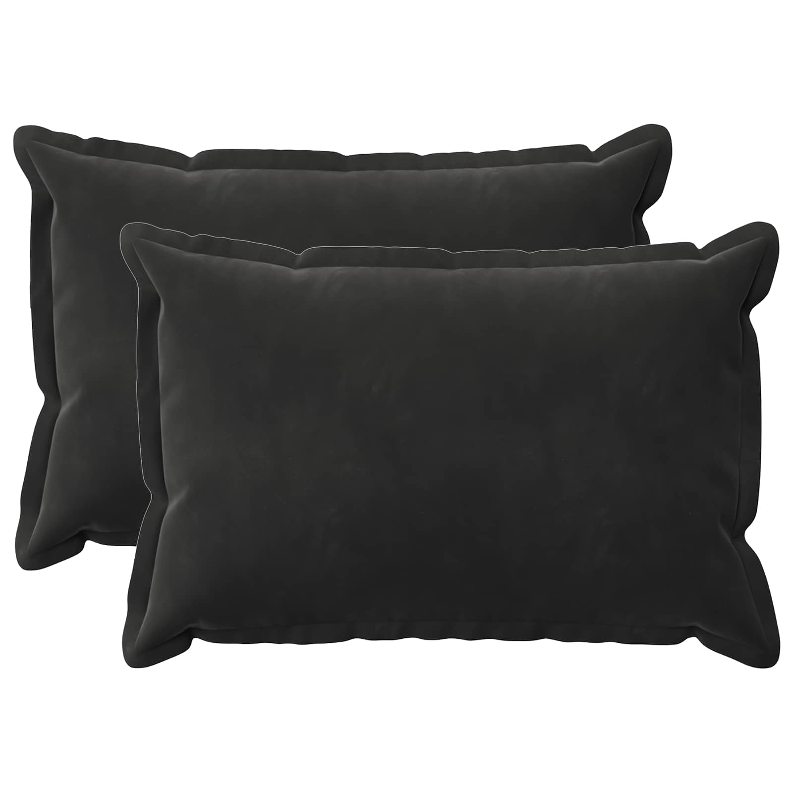 Kussen met kussen HOUTEN 2 st Zwart fluweel image 1