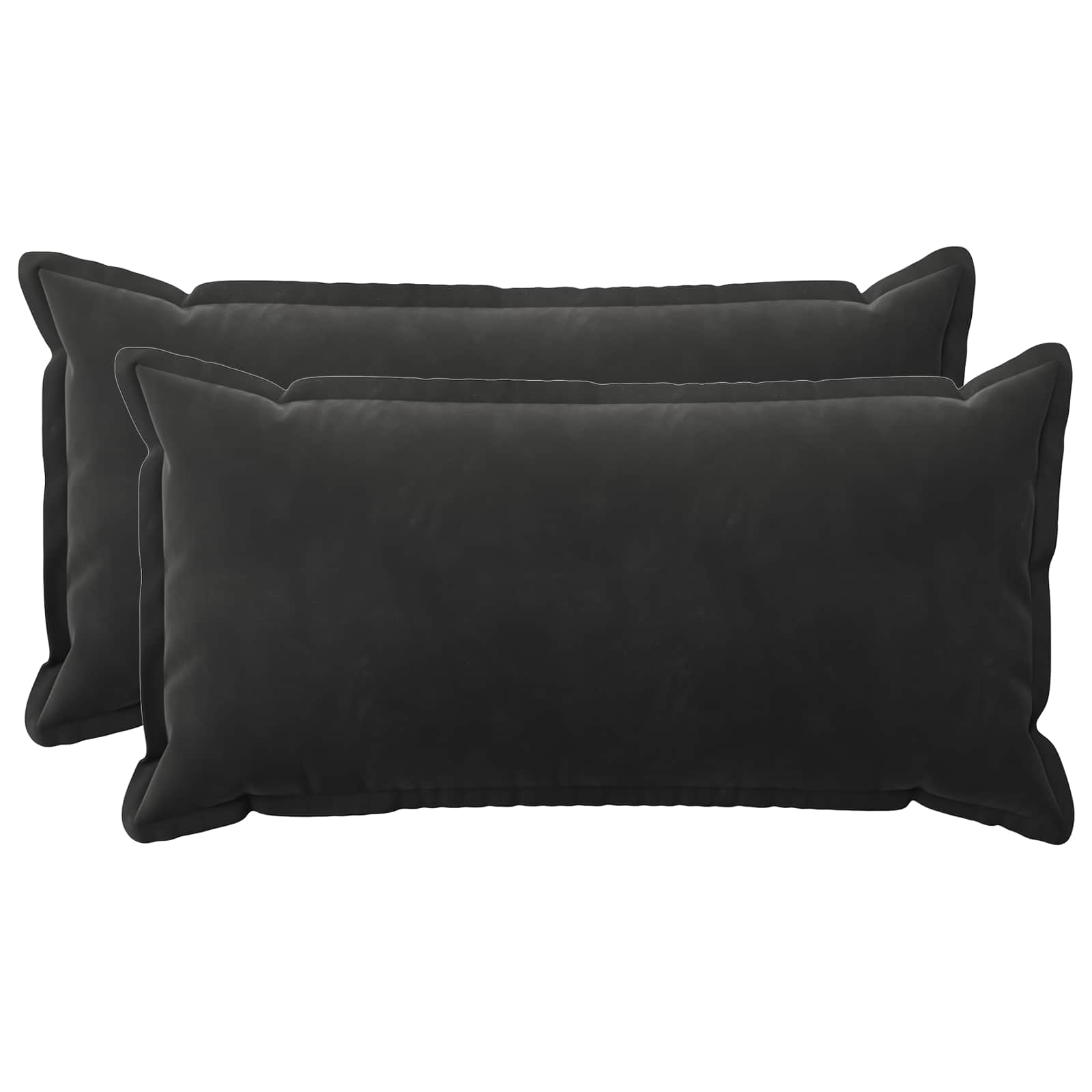 Kussen met kussen HOUTEN 2 st Zwart fluweel image 1