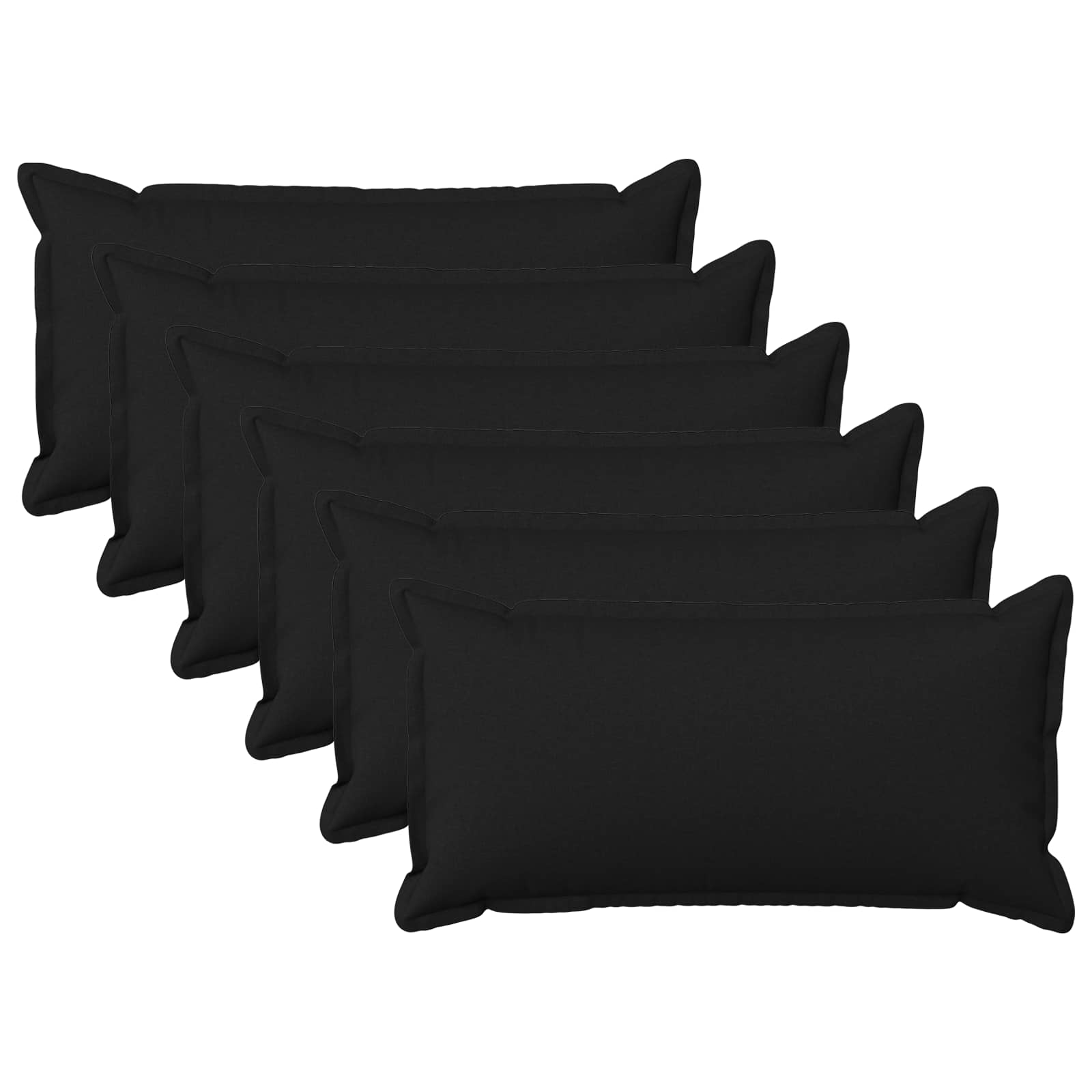 Kussen met kussen HOUTEN 6 st Zwart Faux Linnen