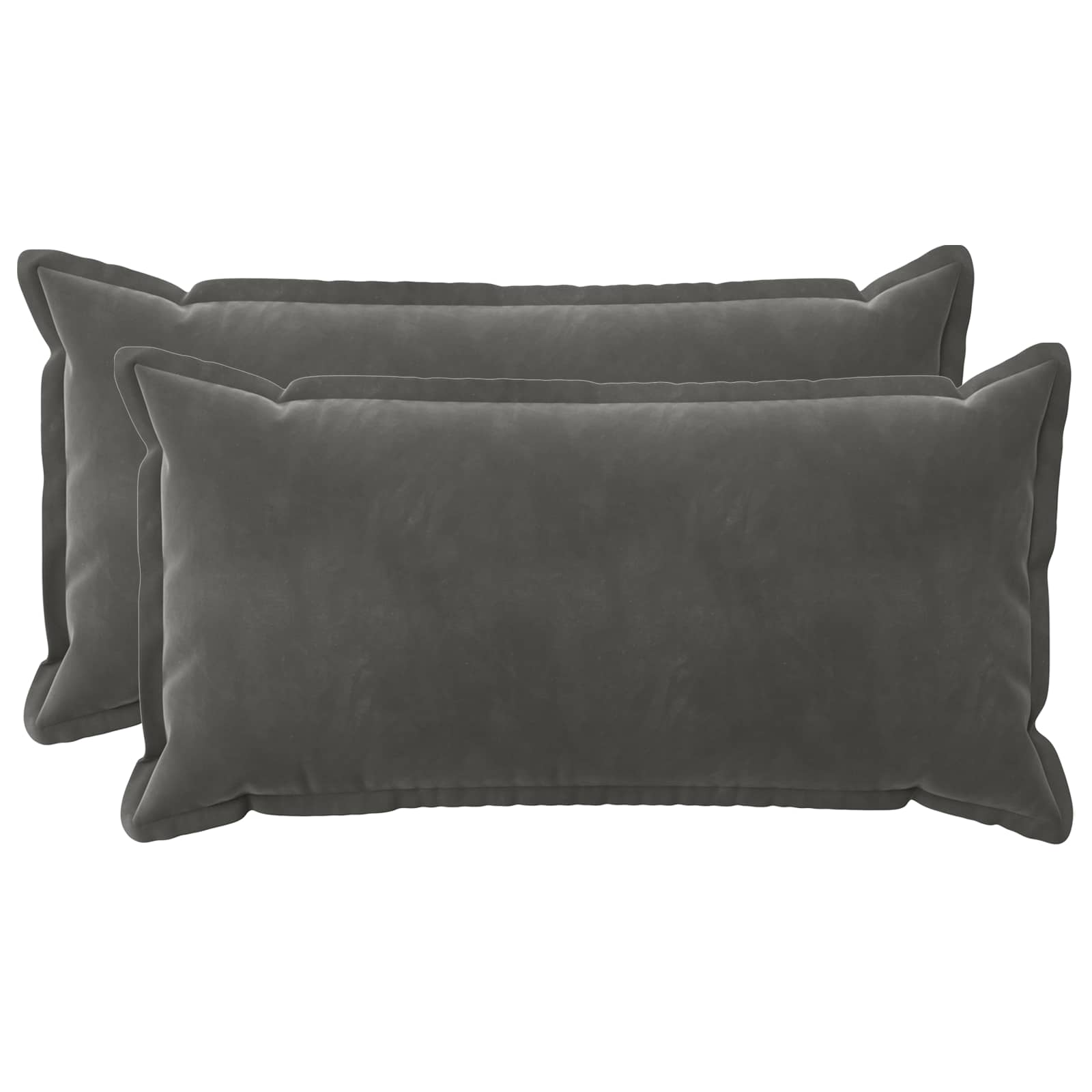 Kussen met kussen HOUTEN 2 st Donkergrijs fluweel image 1