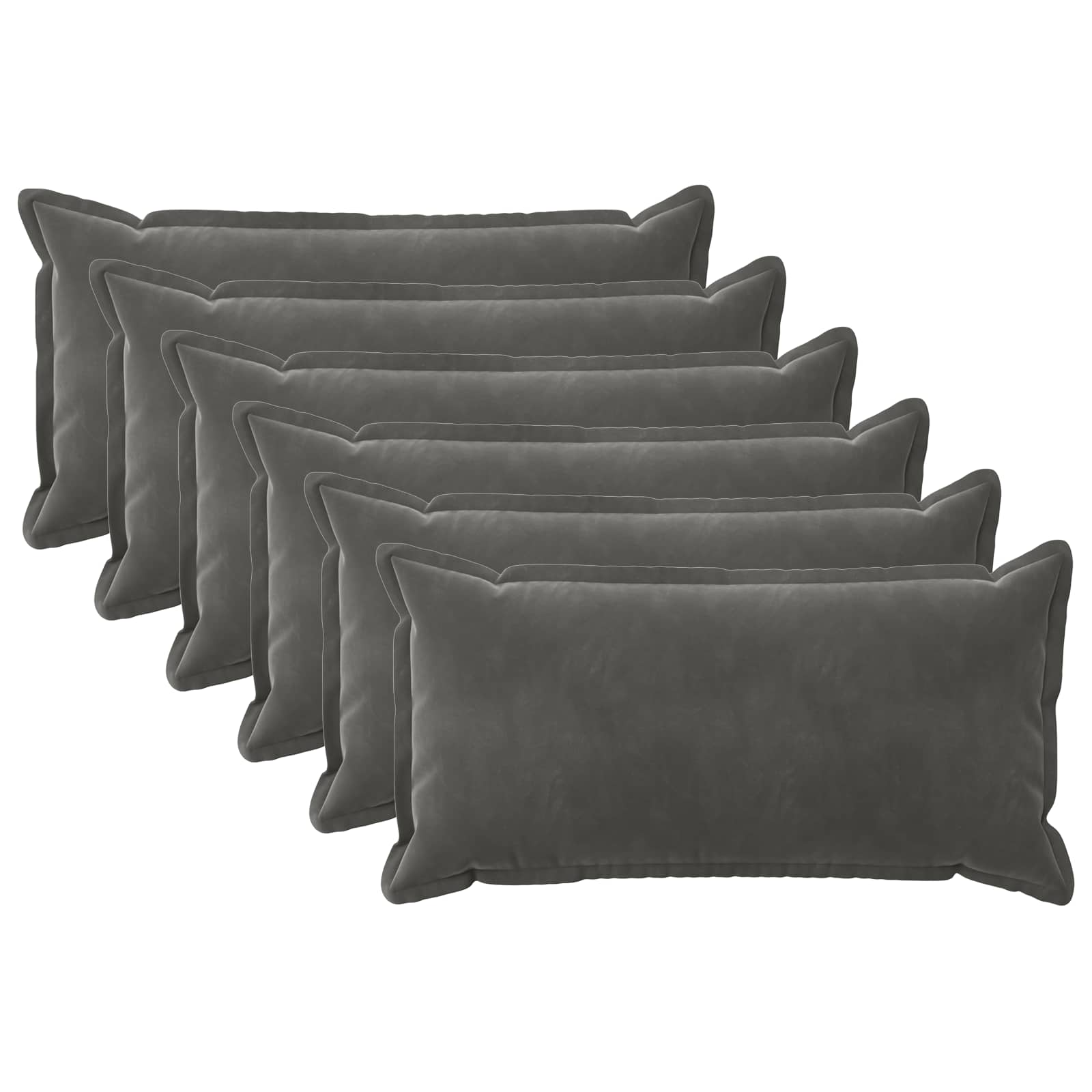 Kussen met kussen HOUTEN 6 st Donkergrijs fluweel image 1