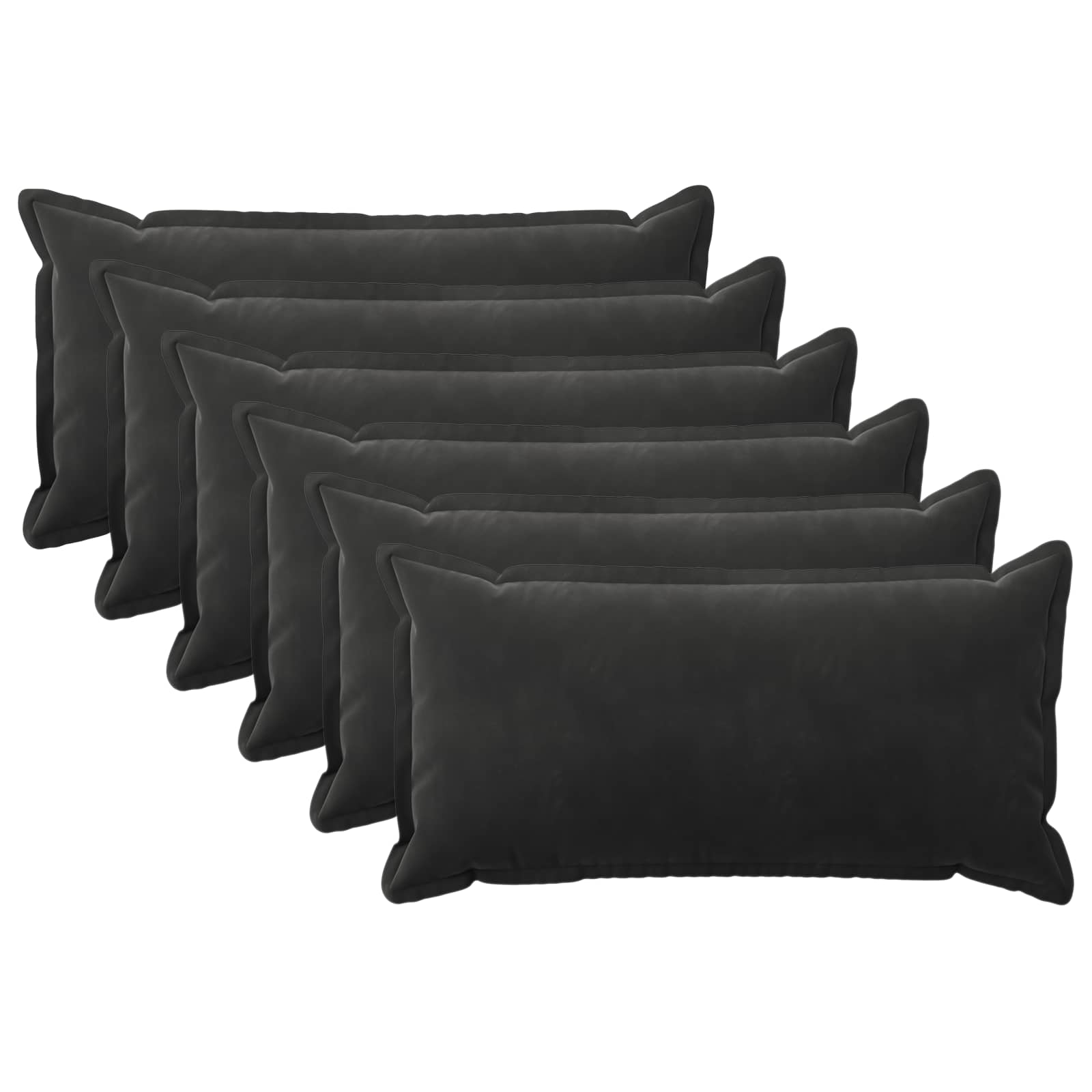 Kussen met kussen HOUTEN 6 st Zwart fluweel image 1