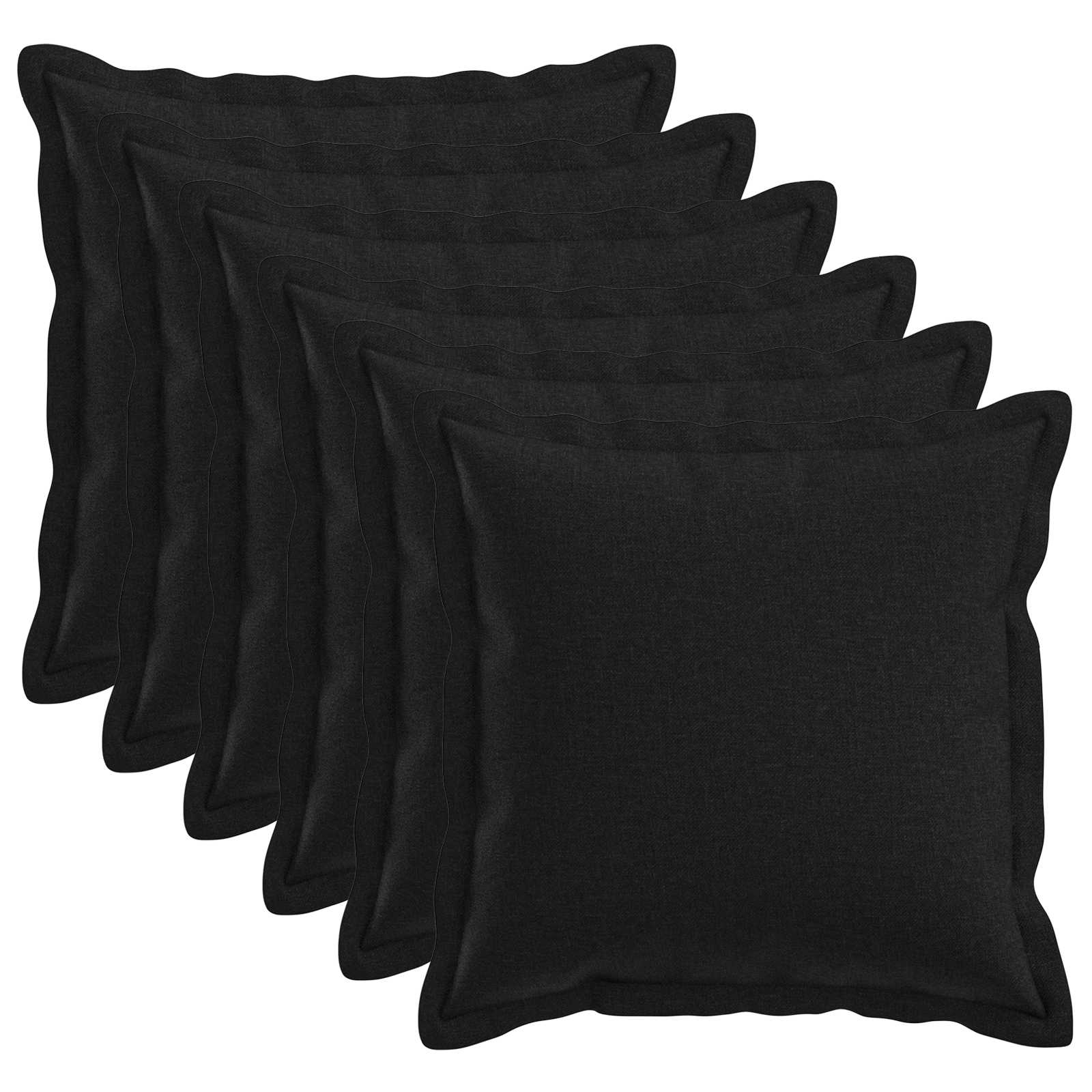 Kussen met kussen HOUTEN 6 st Zwart Faux Linnen image 1