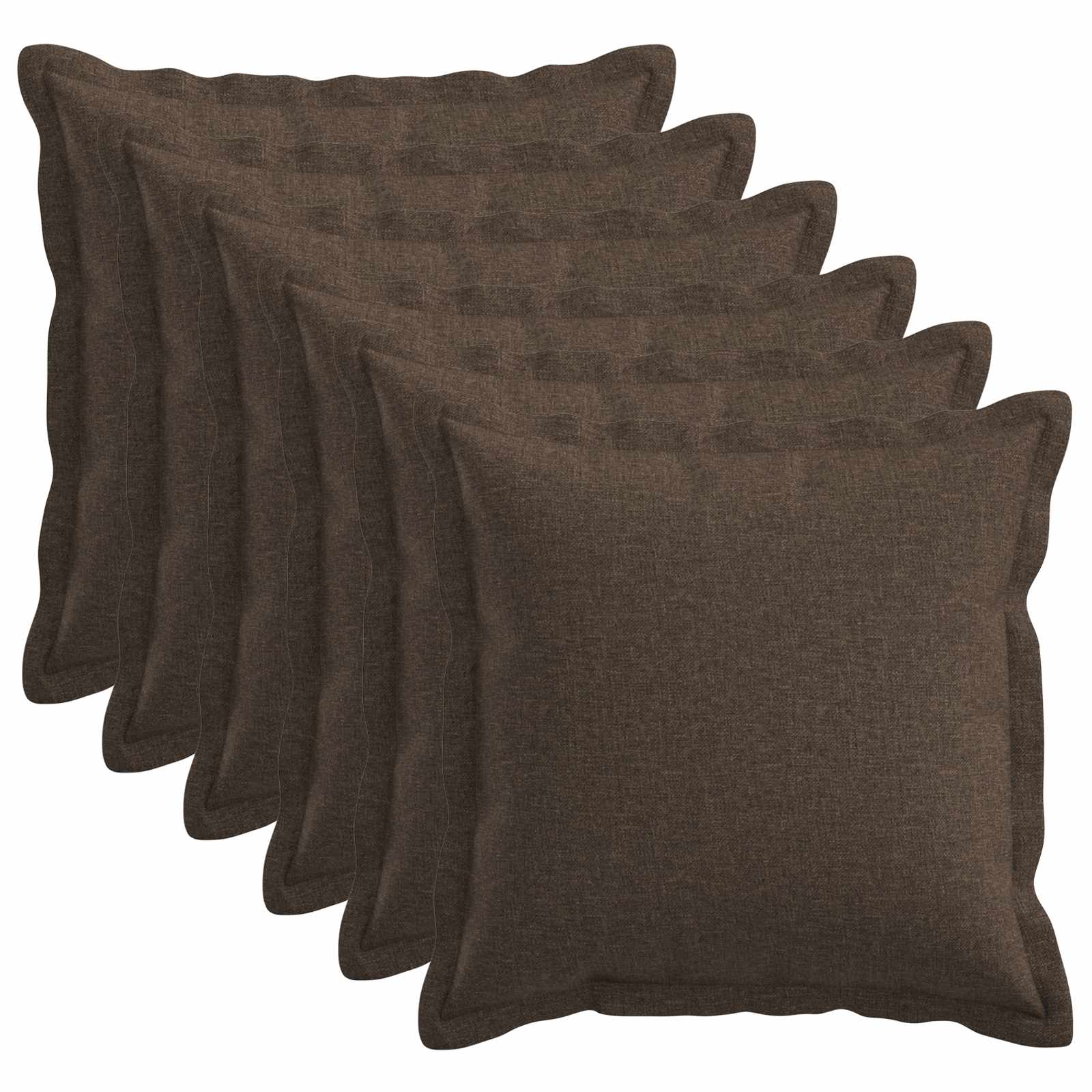 Kussen met kussen HOUTEN 6 st Taupe Faux Linnen image 1