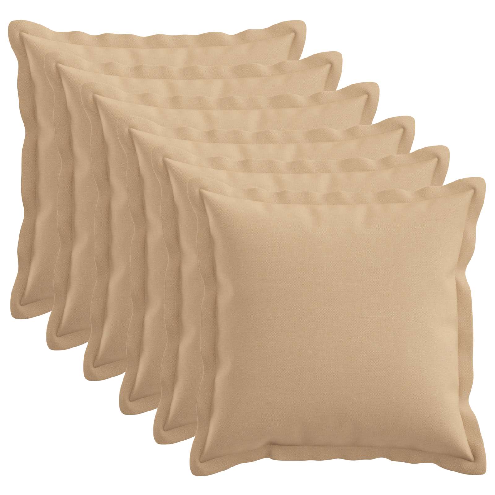 Kussen met kussen HOUTEN 6 st Crèmekleurig Faux Linnen image 1