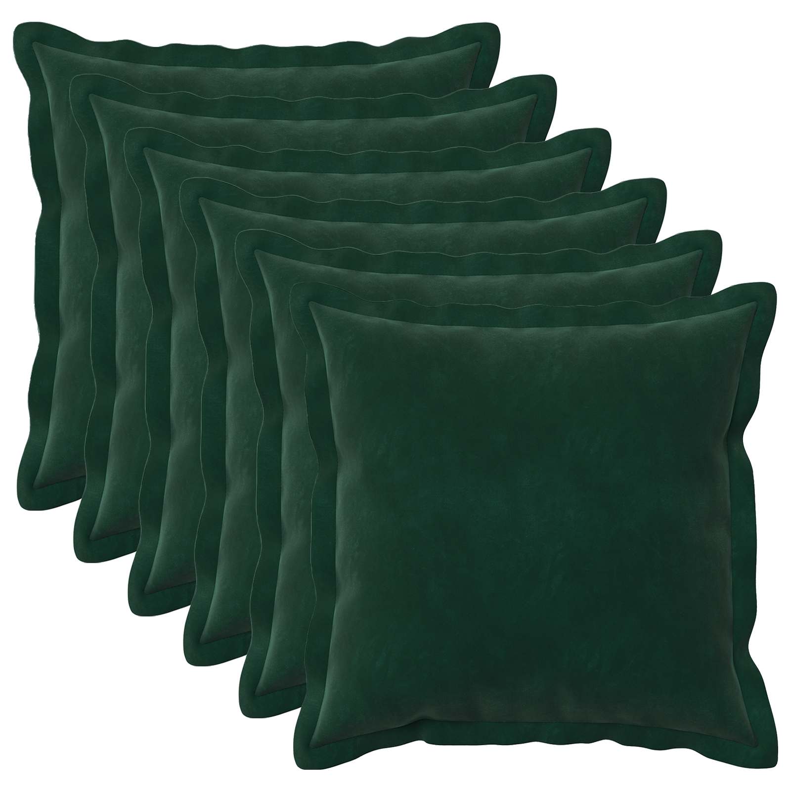 Kussen met kussen HOUTEN 6 st Donkergroen fluweel image 1