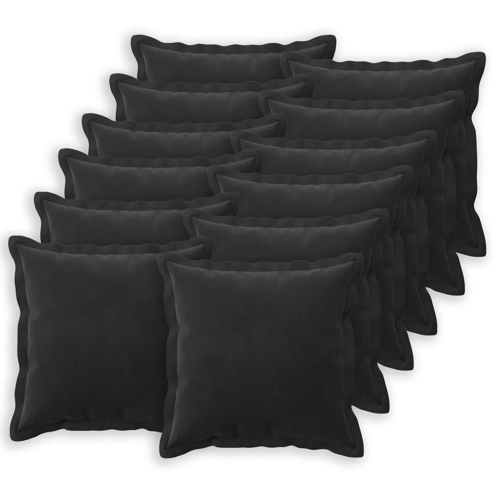 Kussen met kussen HOUTEN 12 st Zwart fluweel image 1