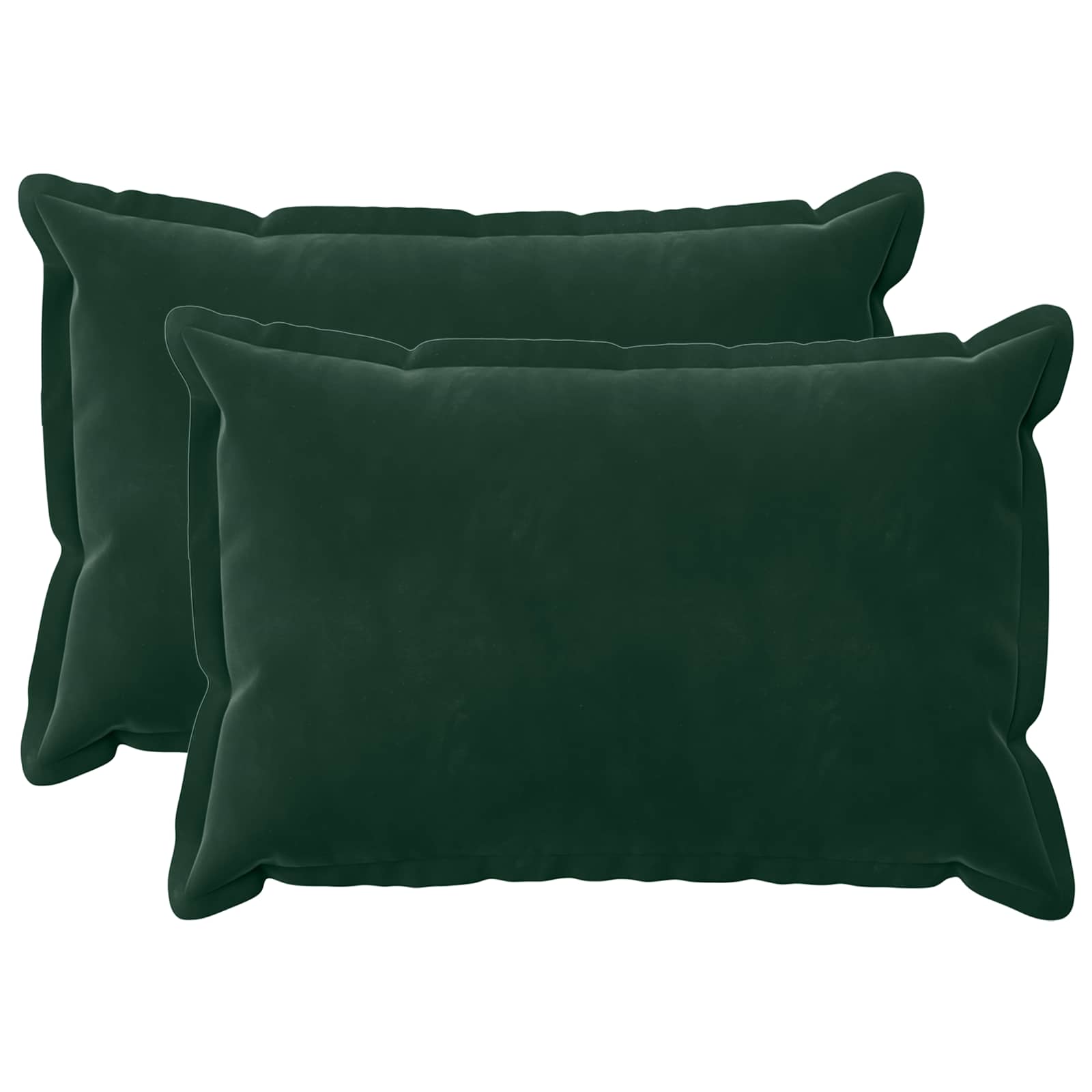 Kussen met kussen HOUTEN 2 st Donkergroen fluweel image 1
