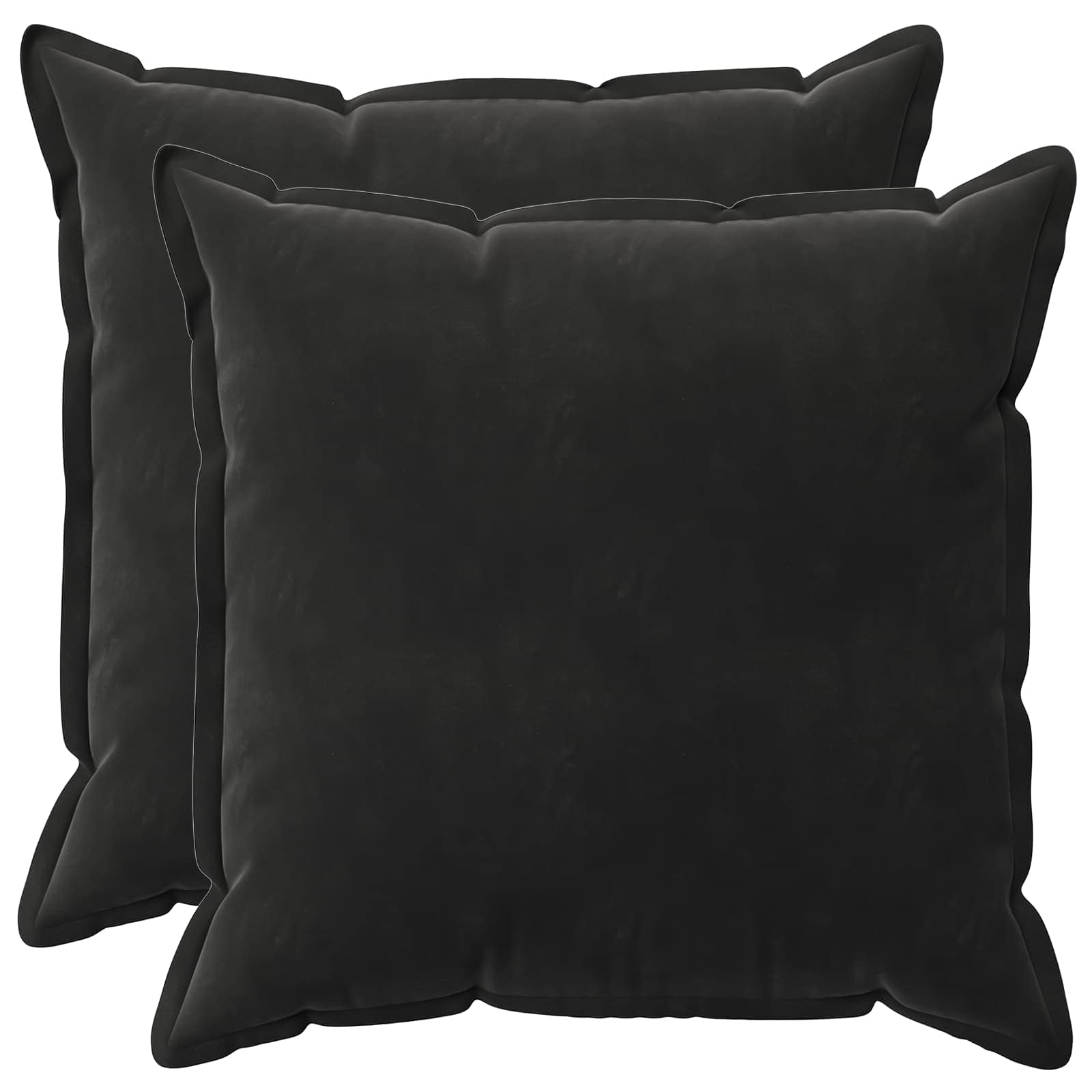 Kussen met kussen HOUTEN 2 st Zwart fluweel image 1