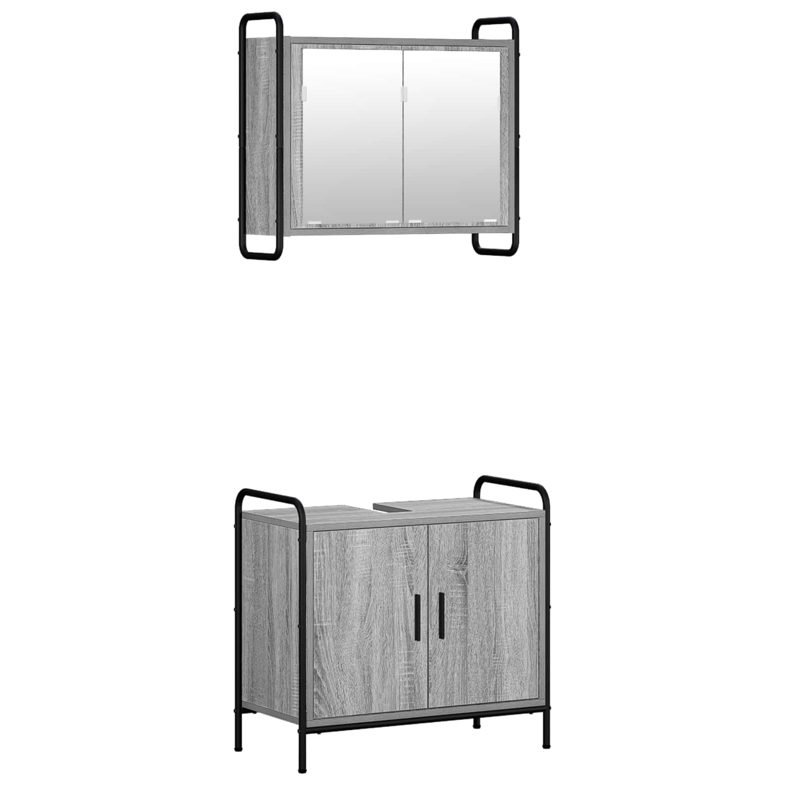 Komplet omaric za kopalnico 2 kos Siva Sonoma 65,5 x 34 x 61 cm