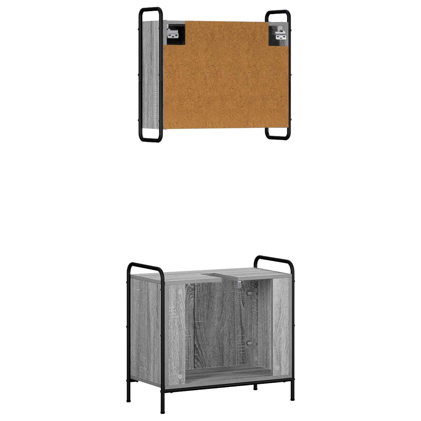 Komplet omaric za kopalnico 2 kos Siva Sonoma 65,5 x 34 x 61 cm