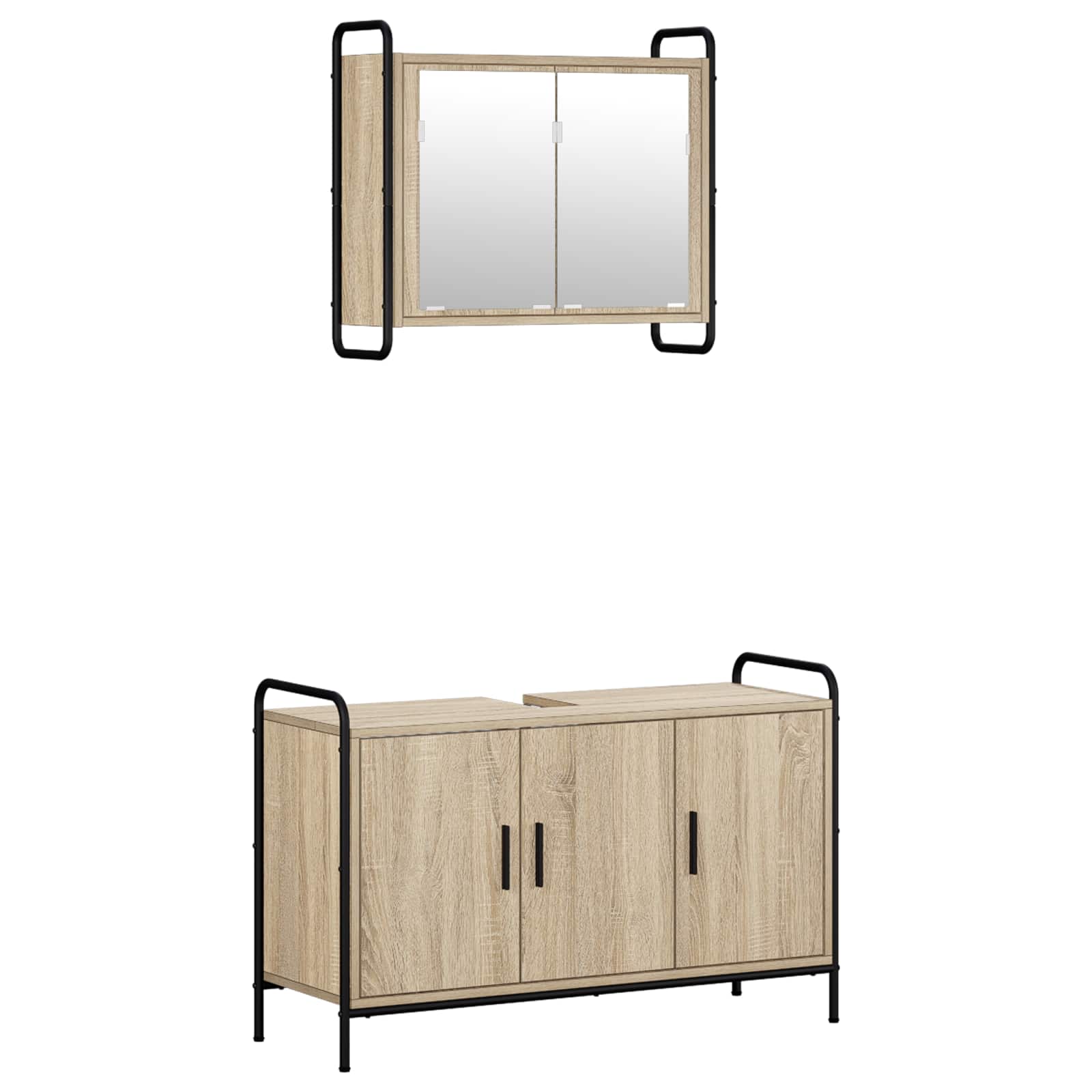 vidaXL Set dulap baie 2 buc. Stejar Sonoma 65,5 x 34 x 61 cm