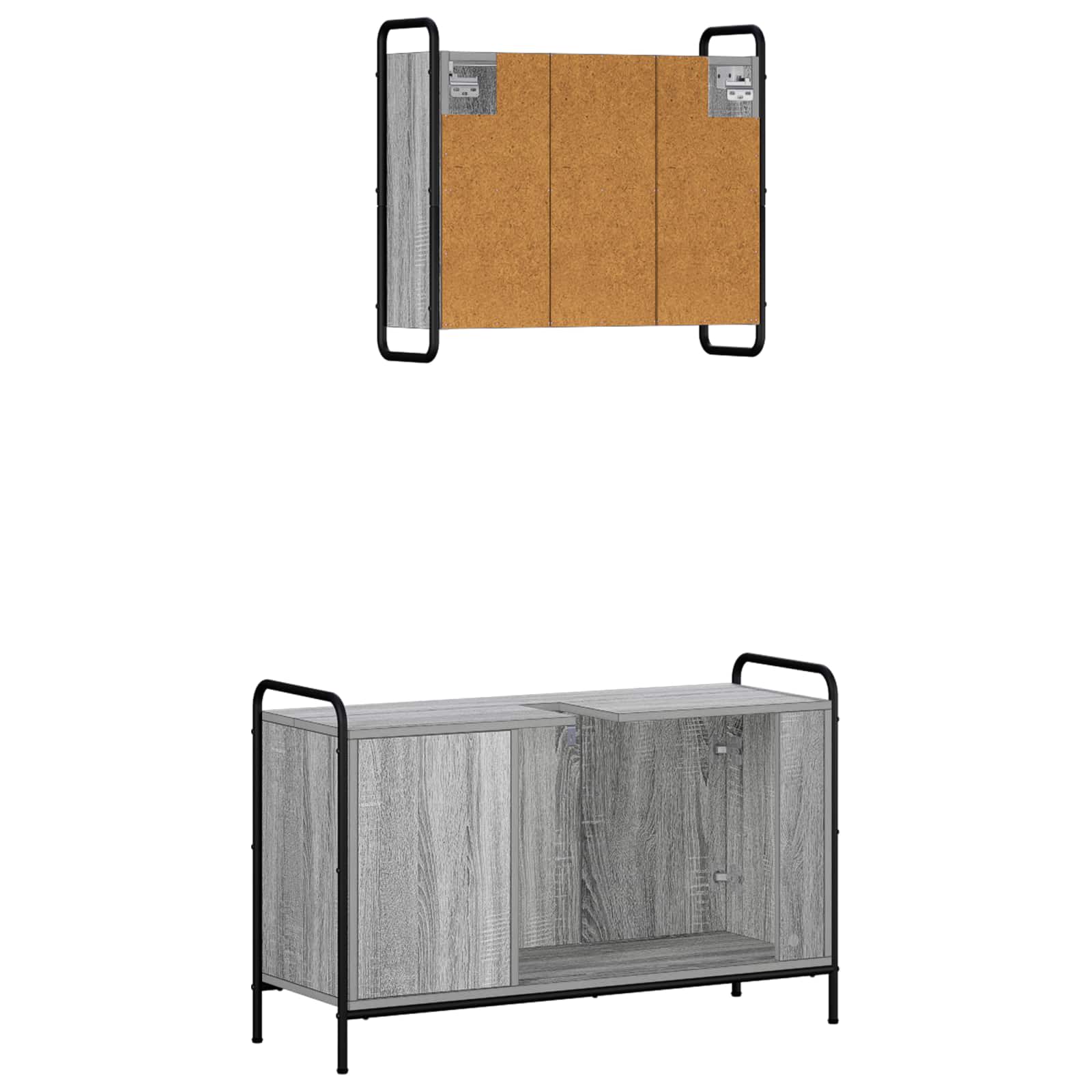 Komplet omaric za kopalnico 2 kos Siva Sonoma 65,5 x 34 x 61 cm