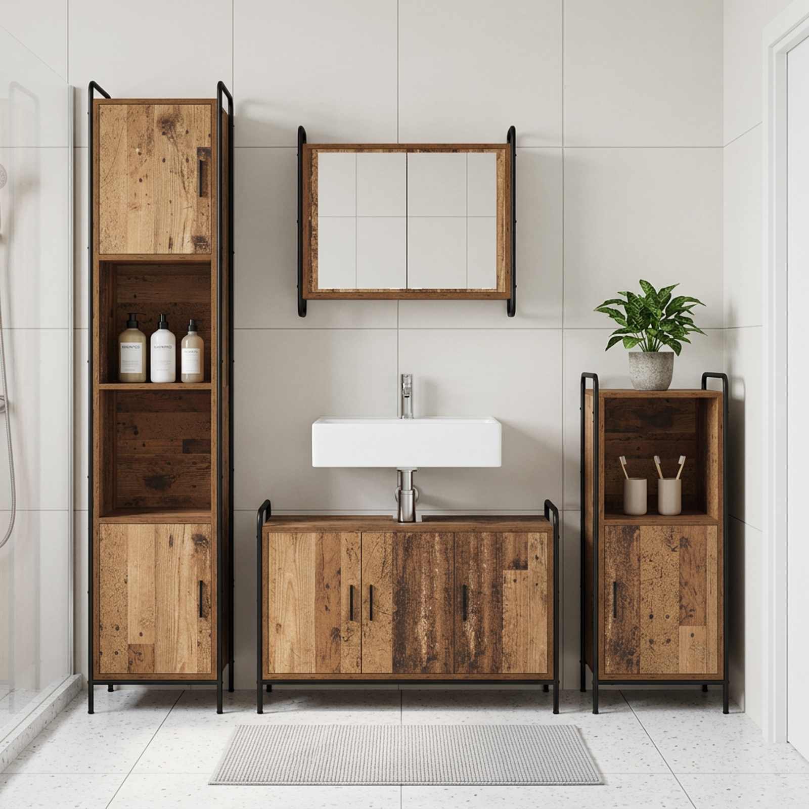 Komplet omaric za kopalnico 2 kos Star les 65,5 x 34 x 61 cm