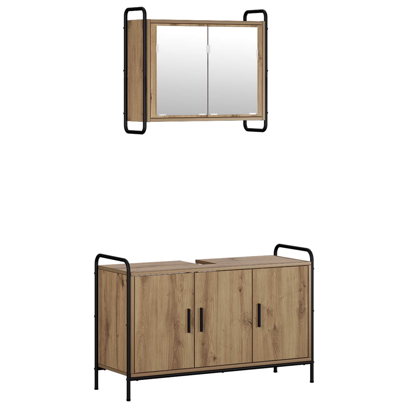 vidaXL Set dulap baie 2 buc. Stejar Artizanal 65,5 x 34 x 61 cm