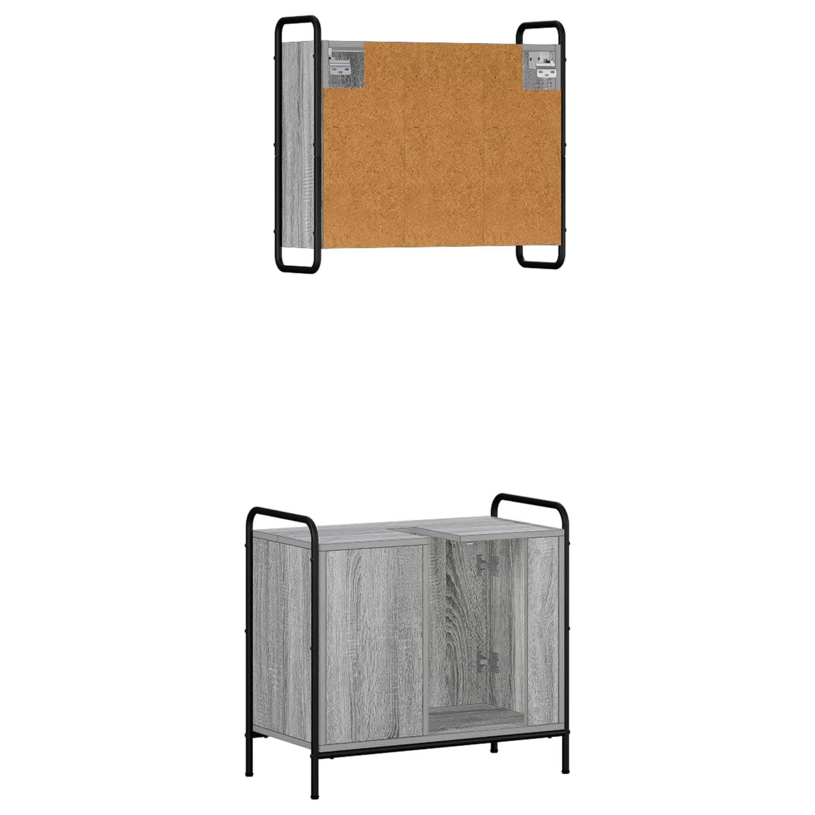 Komplet omaric za kopalnico 2 kos Siva Sonoma 65,5 x 34 x 61 cm