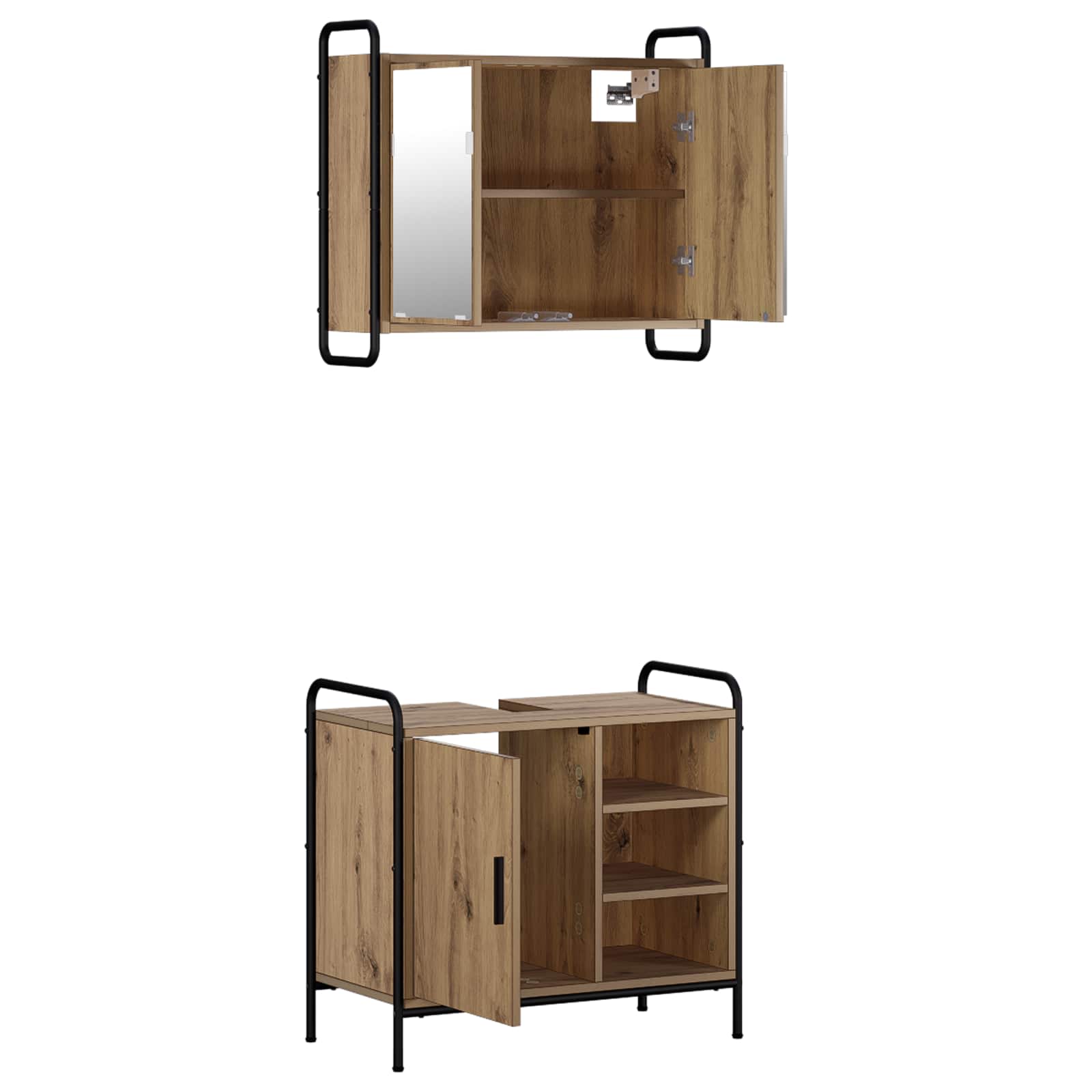 Komplet omaric za kopalnico 2 kos Artisan hrast