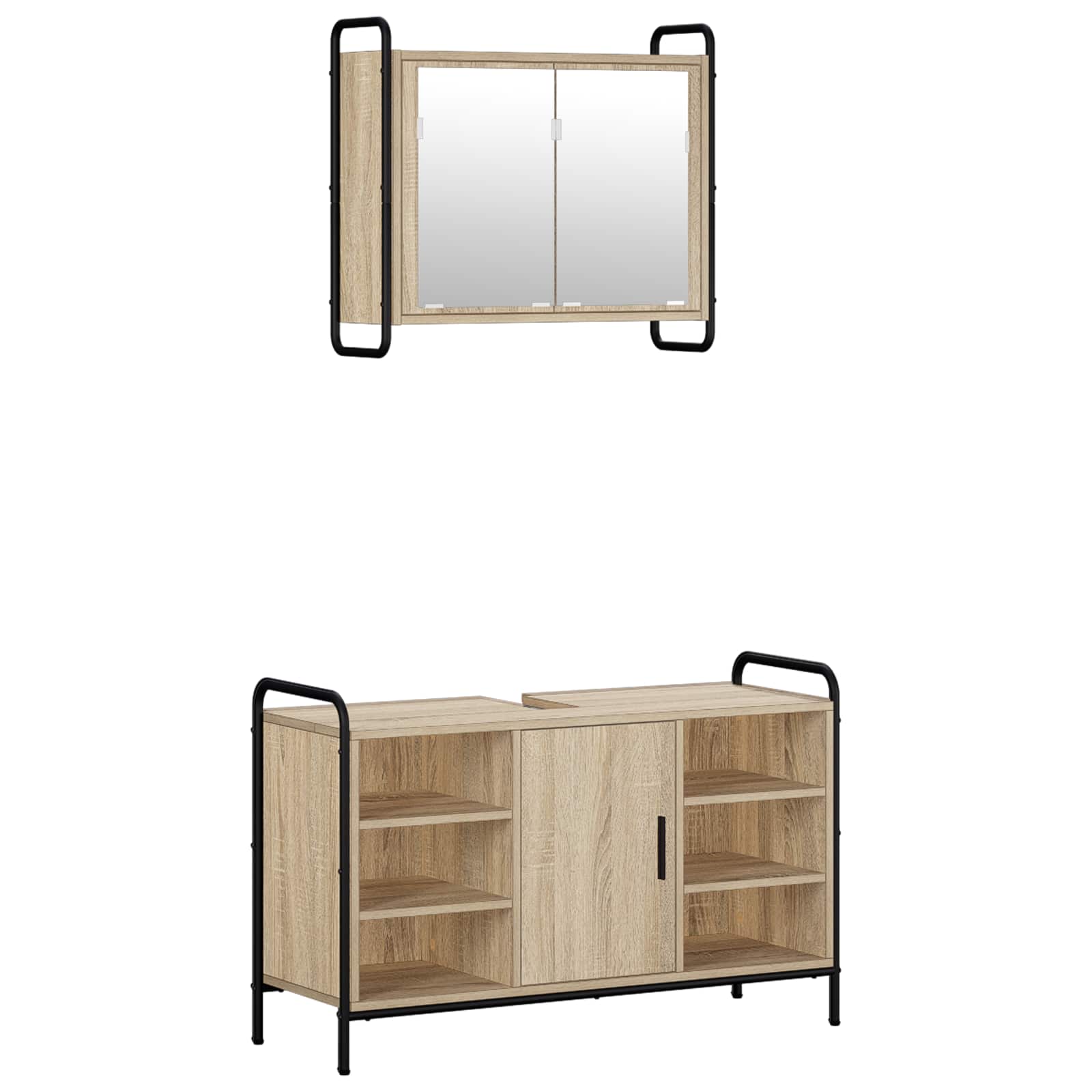 vidaXL Set dulap baie 2 buc. Stejar Sonoma 65,5 x 34 x 61 cm