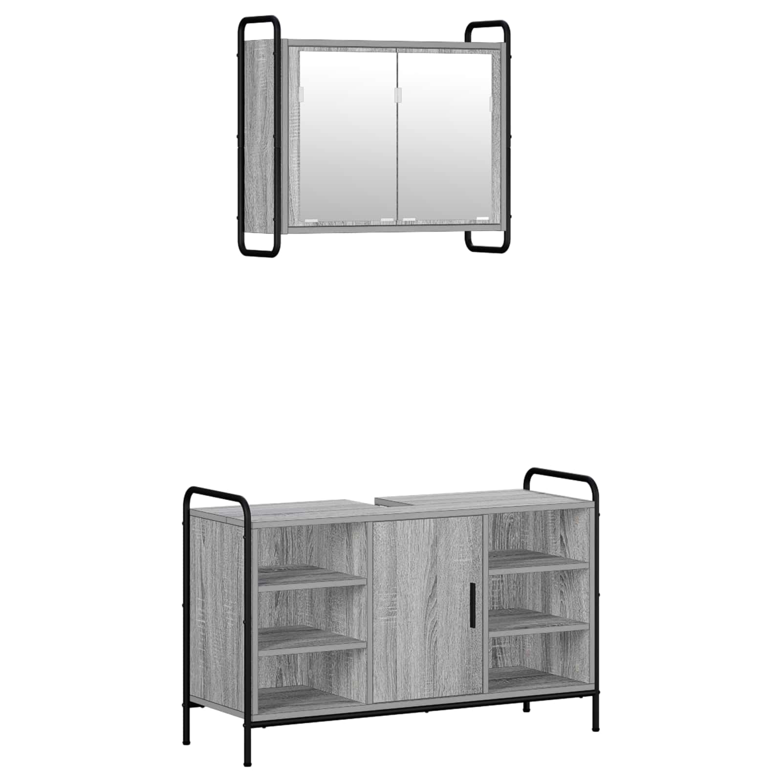 Komplet omaric za kopalnico 2 kos Siva Sonoma 65,5 x 34 x 61 cm