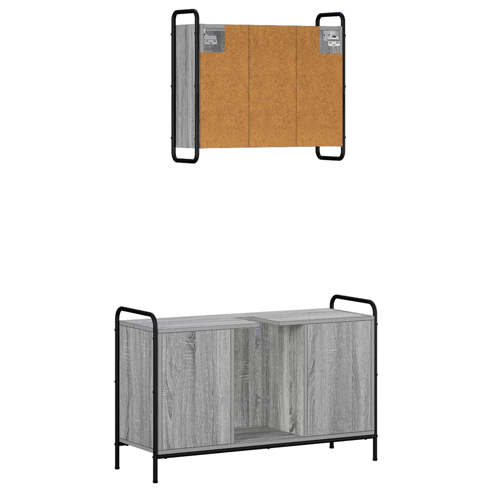 Komplet omaric za kopalnico 2 kos Siva Sonoma 65,5 x 34 x 61 cm