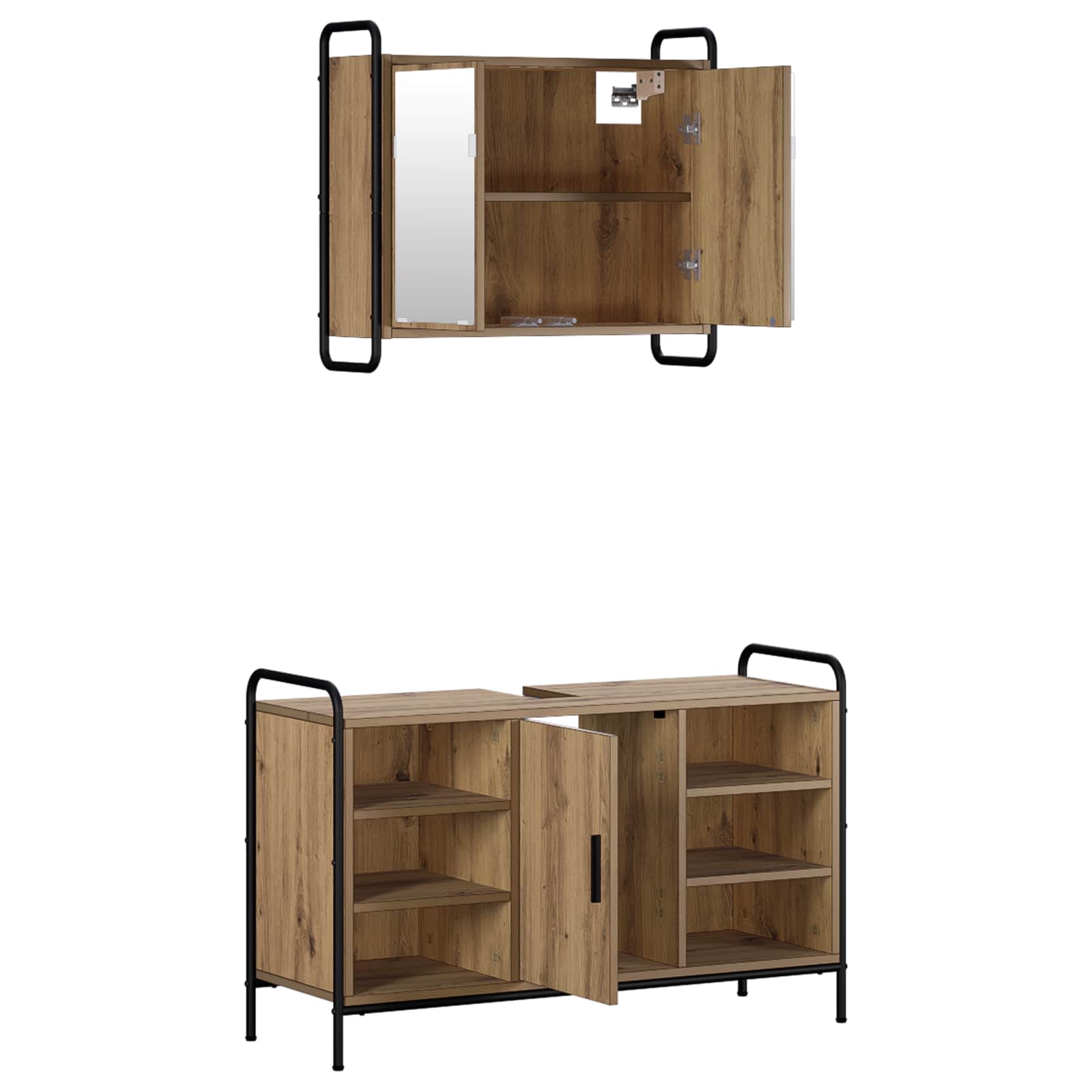 Badkamerkastenset 2 st Artisanaal eiken 65,5 x 34 x 61 cm | luizaXL | Dé meubelwinkel voor elk interieur Badkamerkastenset 2 st Artisanaal eiken 65,5 x 34 x 61 cm - Afbeelding 4