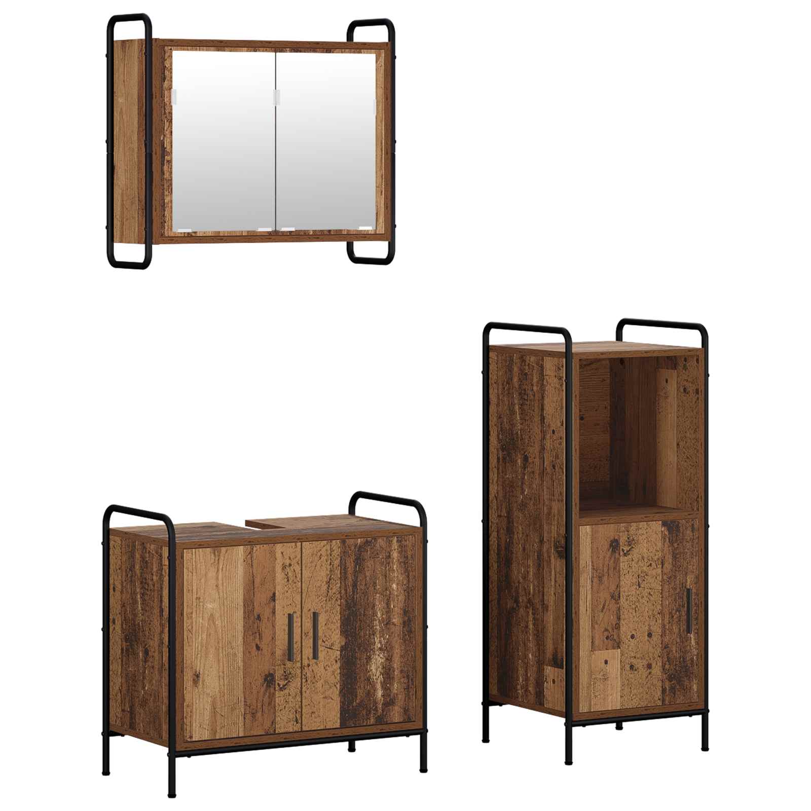 Komplet omaric za kopalnico 3 kos Star les 40 x 36 x 99,5 cm