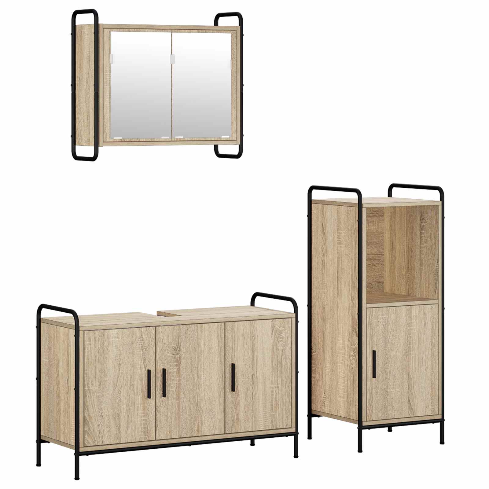 vidaXL Set dulap baie 3 buc. Stejar Sonoma 40 x 36 x 99,5 cm