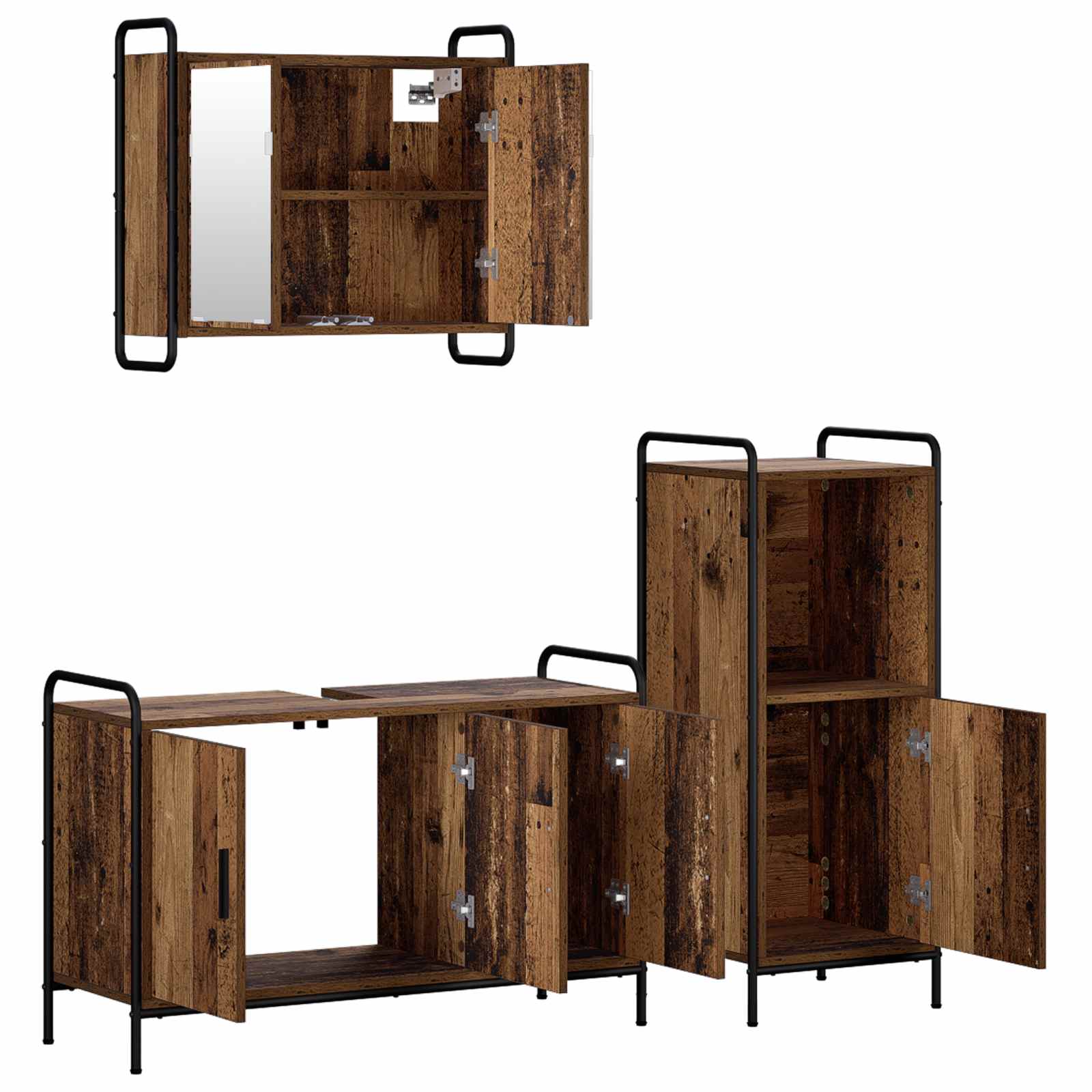 Komplet omaric za kopalnico 3 kos Star les 40 x 36 x 99,5 cm