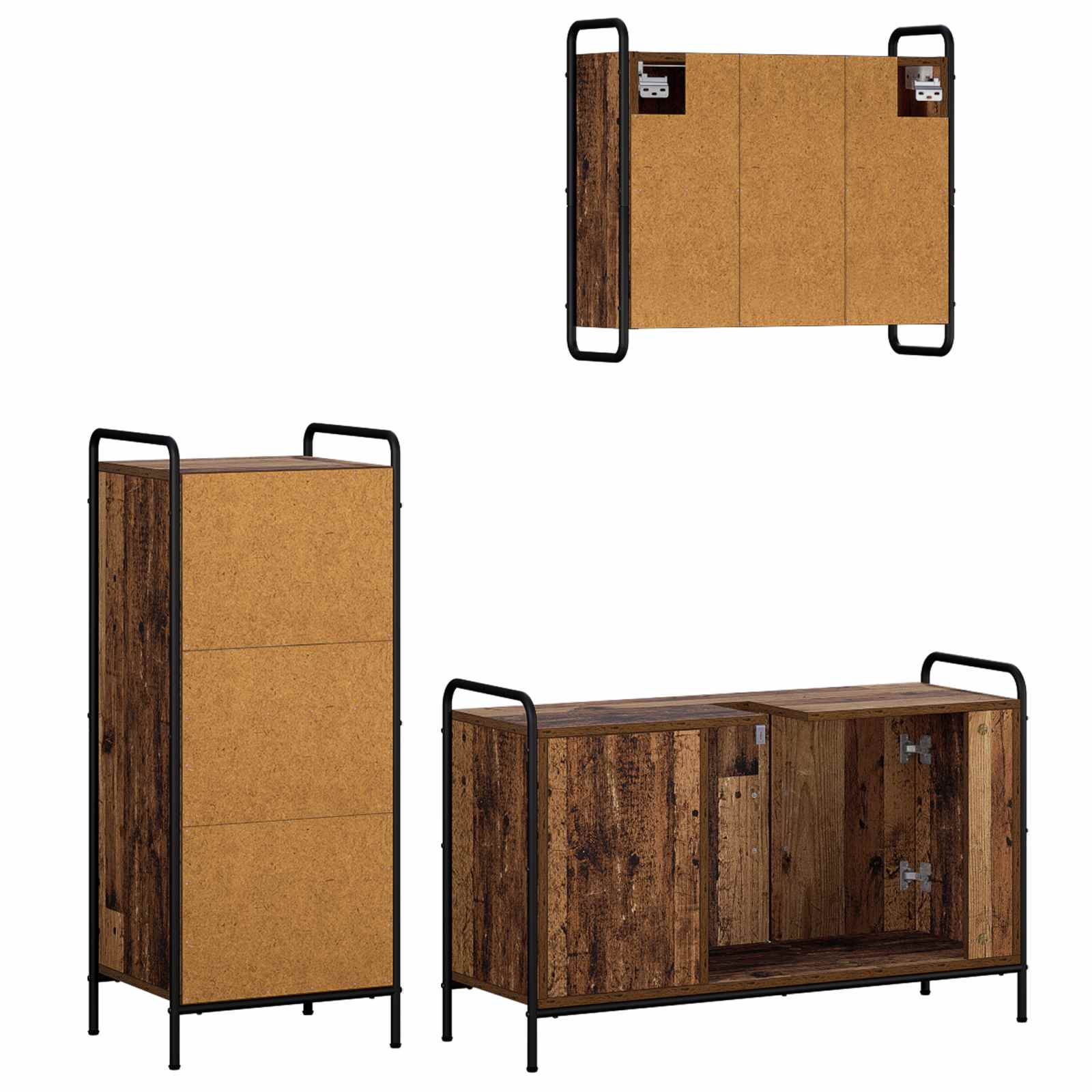 Komplet omaric za kopalnico 3 kos Star les 40 x 36 x 99,5 cm