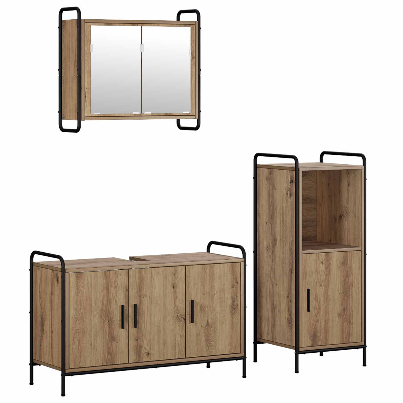 Komplet omaric za kopalnico 3 kos Artisan hrast