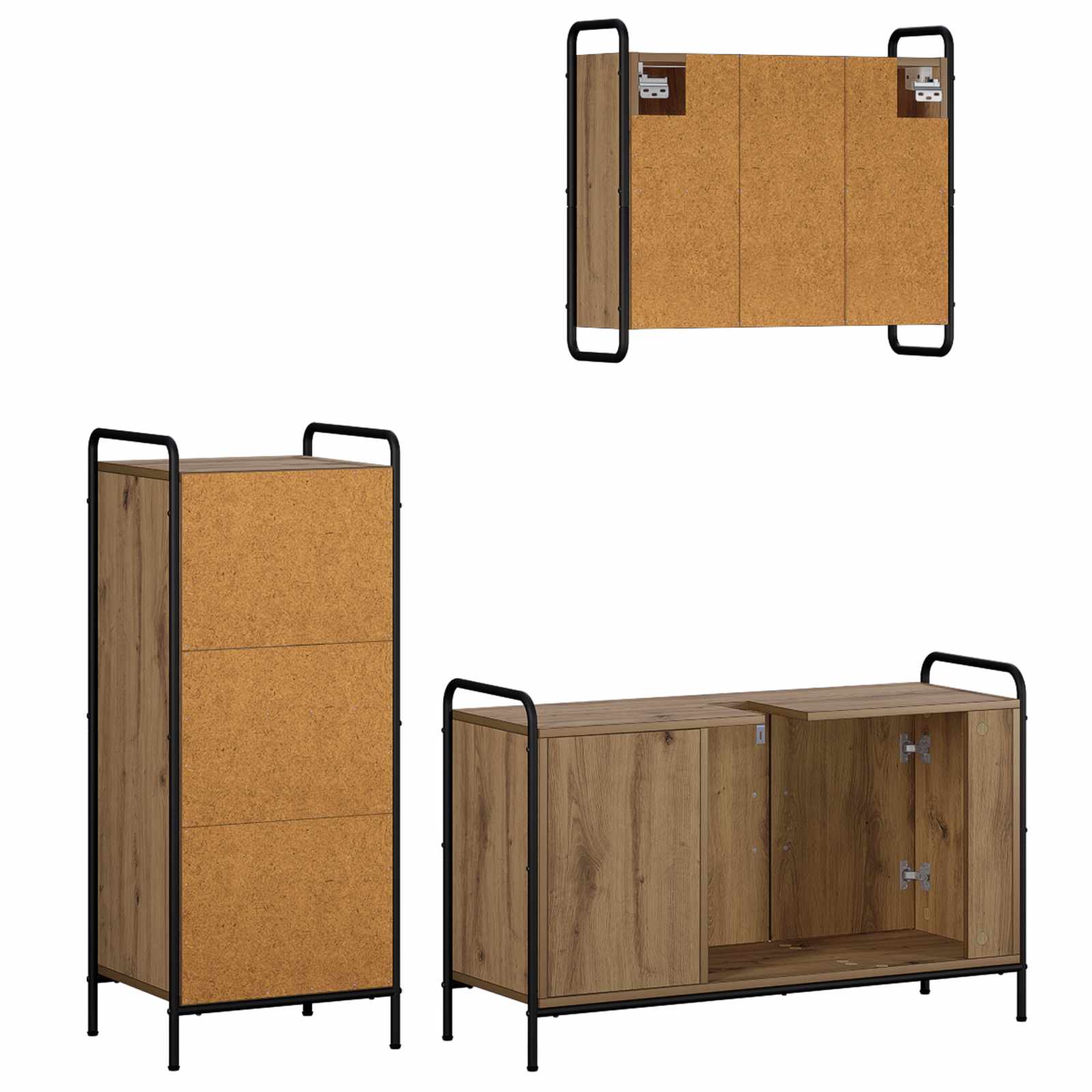 Komplet omaric za kopalnico 3 kos Artisan hrast