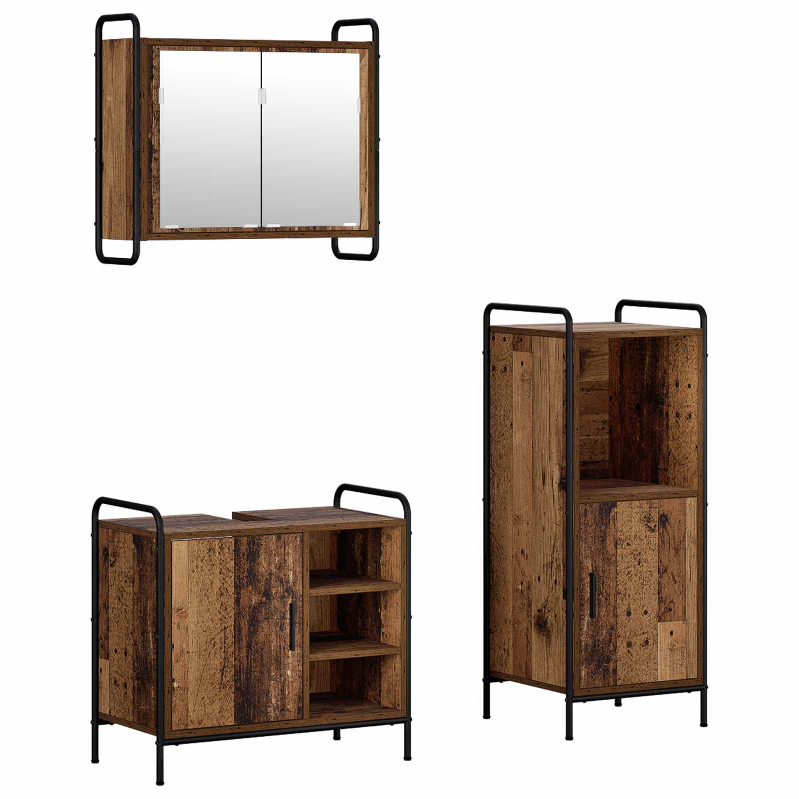 Komplet omaric za kopalnico 3 kos Star les 40 x 36 x 99,5 cm