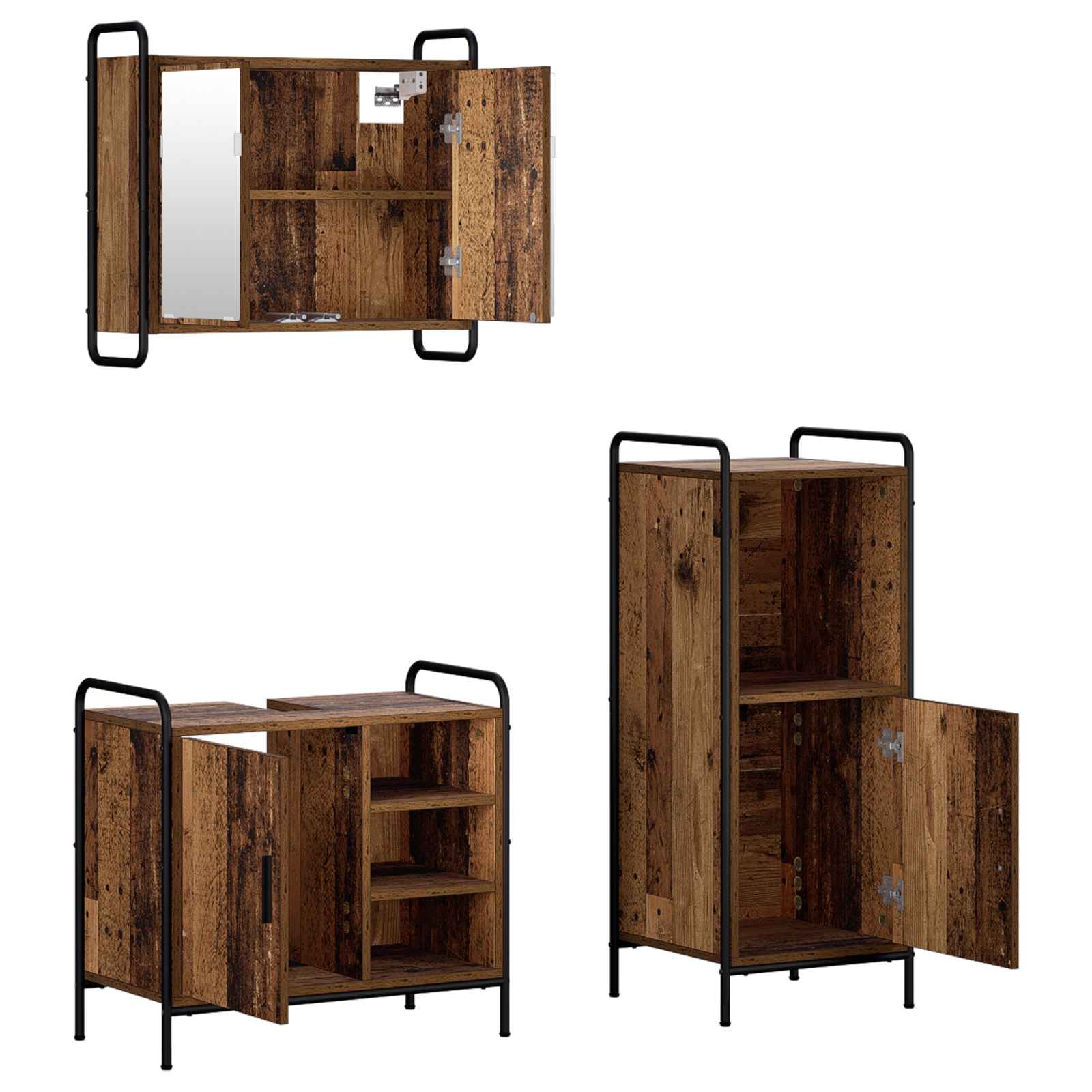 Komplet omaric za kopalnico 3 kos Star les 40 x 36 x 99,5 cm