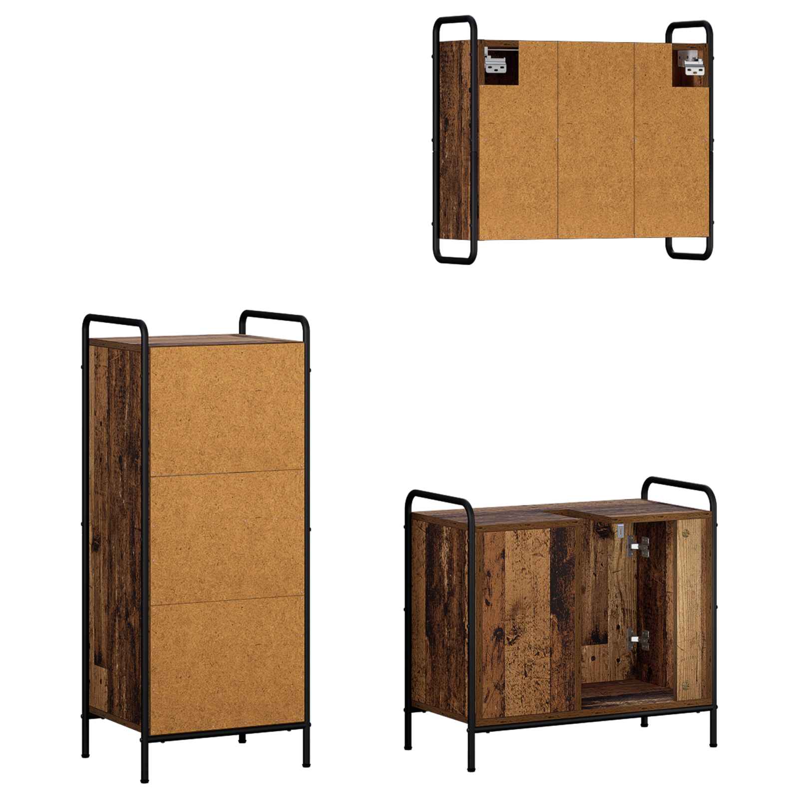 Komplet omaric za kopalnico 3 kos Star les 40 x 36 x 99,5 cm