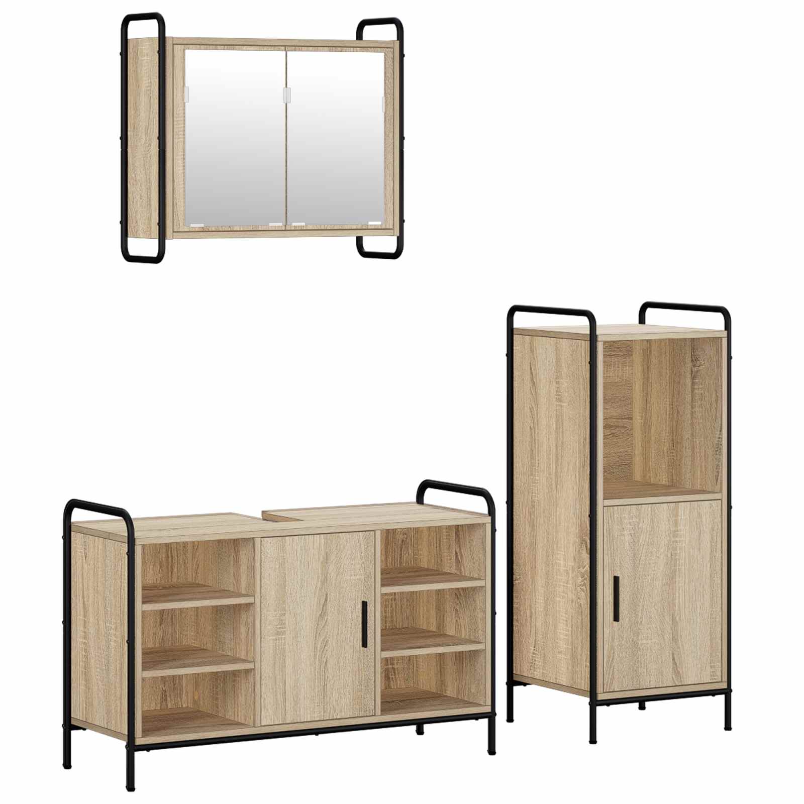 vidaXL Set dulap baie 3 buc. Stejar Sonoma 40 x 36 x 99,5 cm