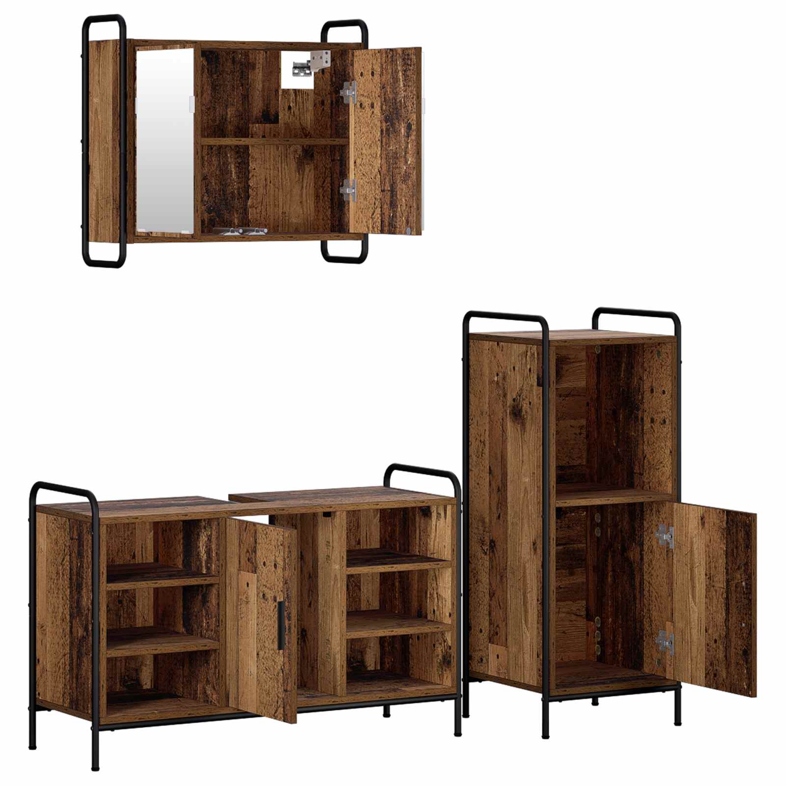 Komplet omaric za kopalnico 3 kos Star les 40 x 36 x 99,5 cm