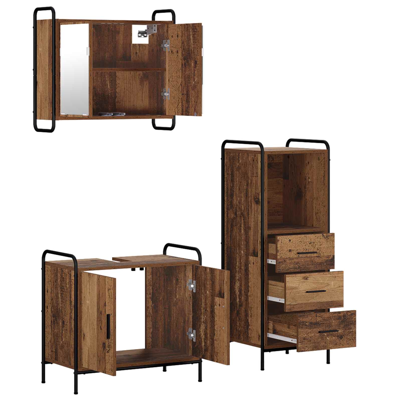 Komplet omaric za kopalnico 3 kos Star les 40 x 36 x 109,5 cm