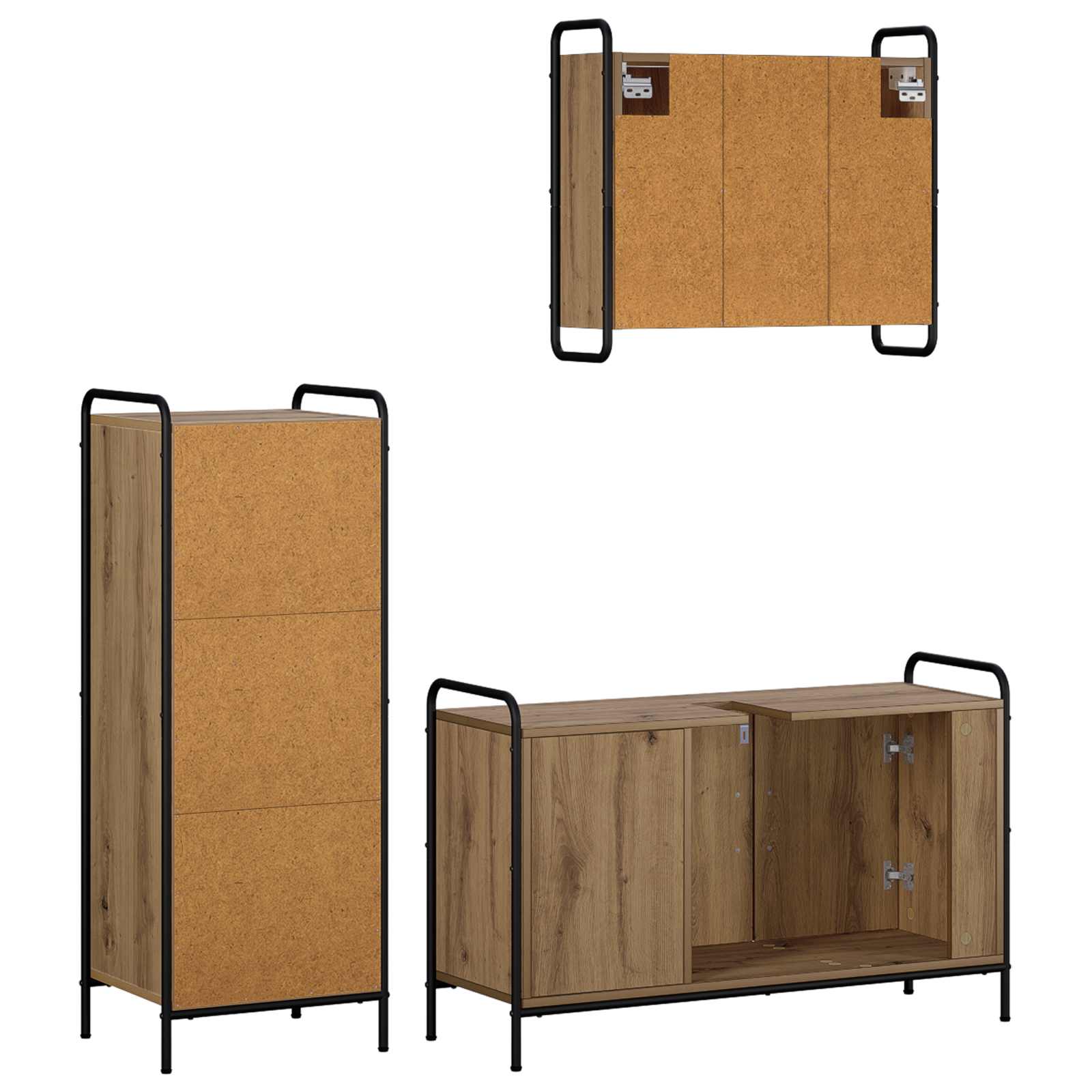 Komplet omaric za kopalnico 3 kos Artisan hrast