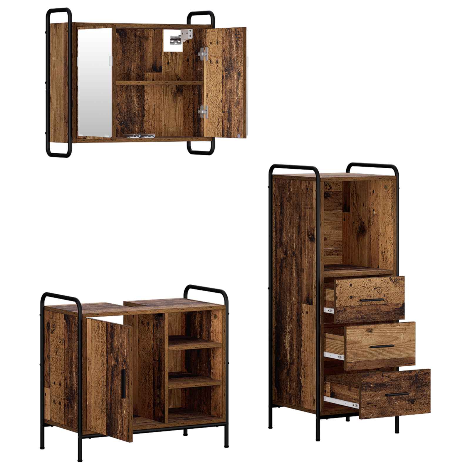 Komplet omaric za kopalnico 3 kos Star les 40 x 36 x 109,5 cm