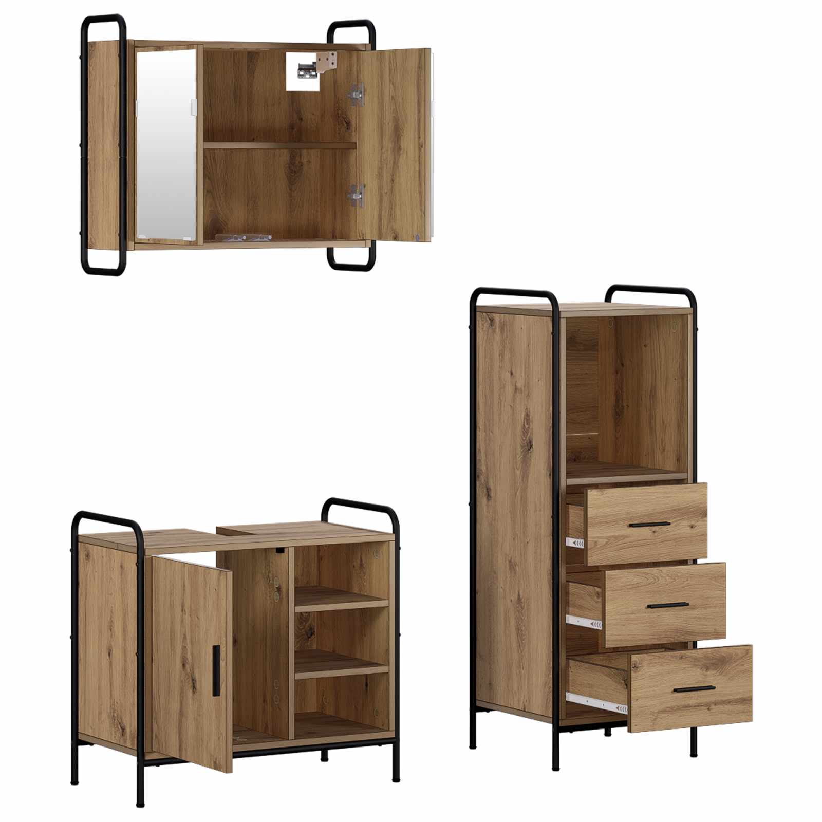 Badkamerkastenset 3 st Artisanaal eiken 40 x 36 x 109,5 cm | luizaXL | Dé meubelwinkel voor elk interieur Badkamerkastenset 3 st Artisanaal eiken 40 x 36 x 109,5 cm - Afbeelding 6