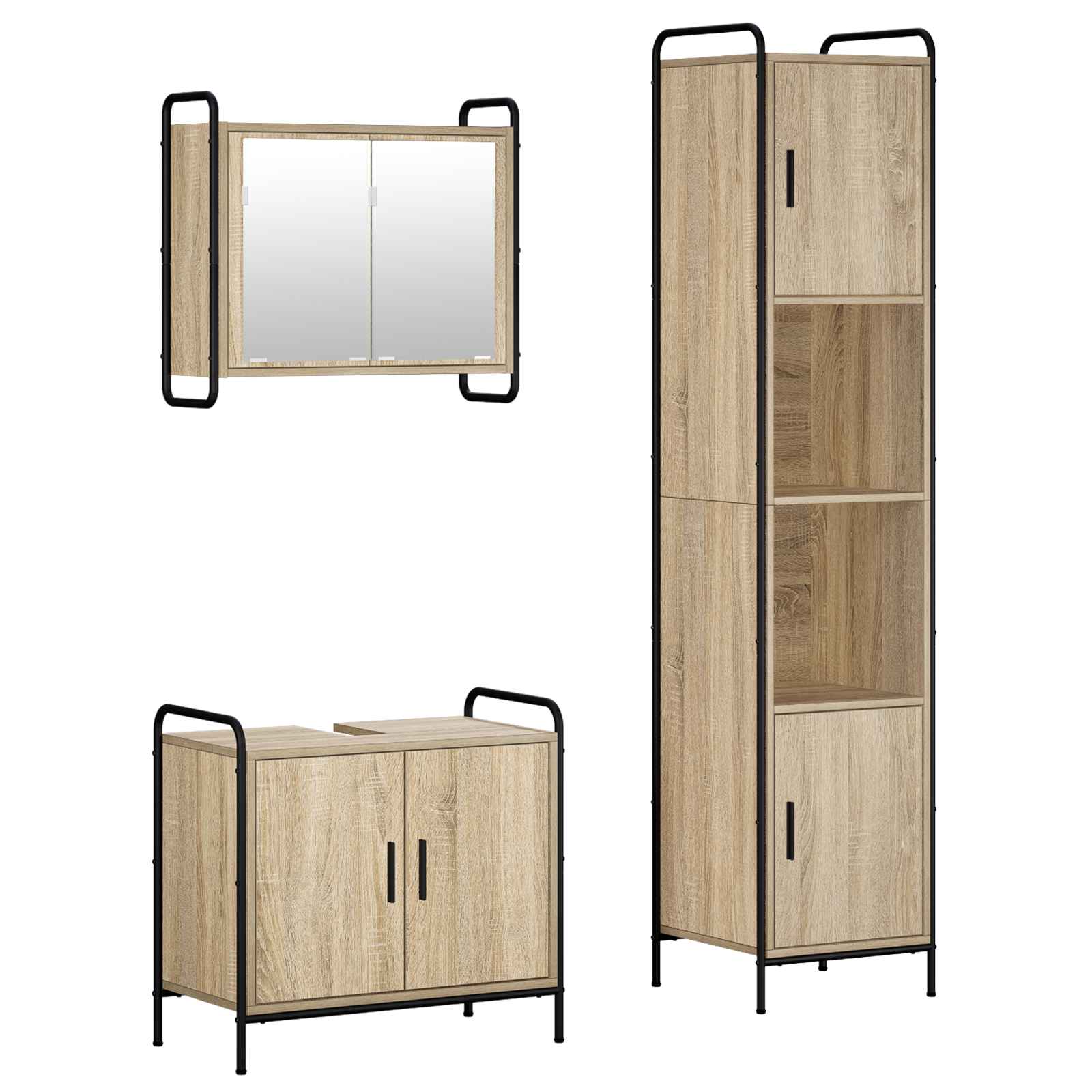 Komplet omaric za kopalnico 3 kos Sonoma hrast 40 x 36 x 181 cm