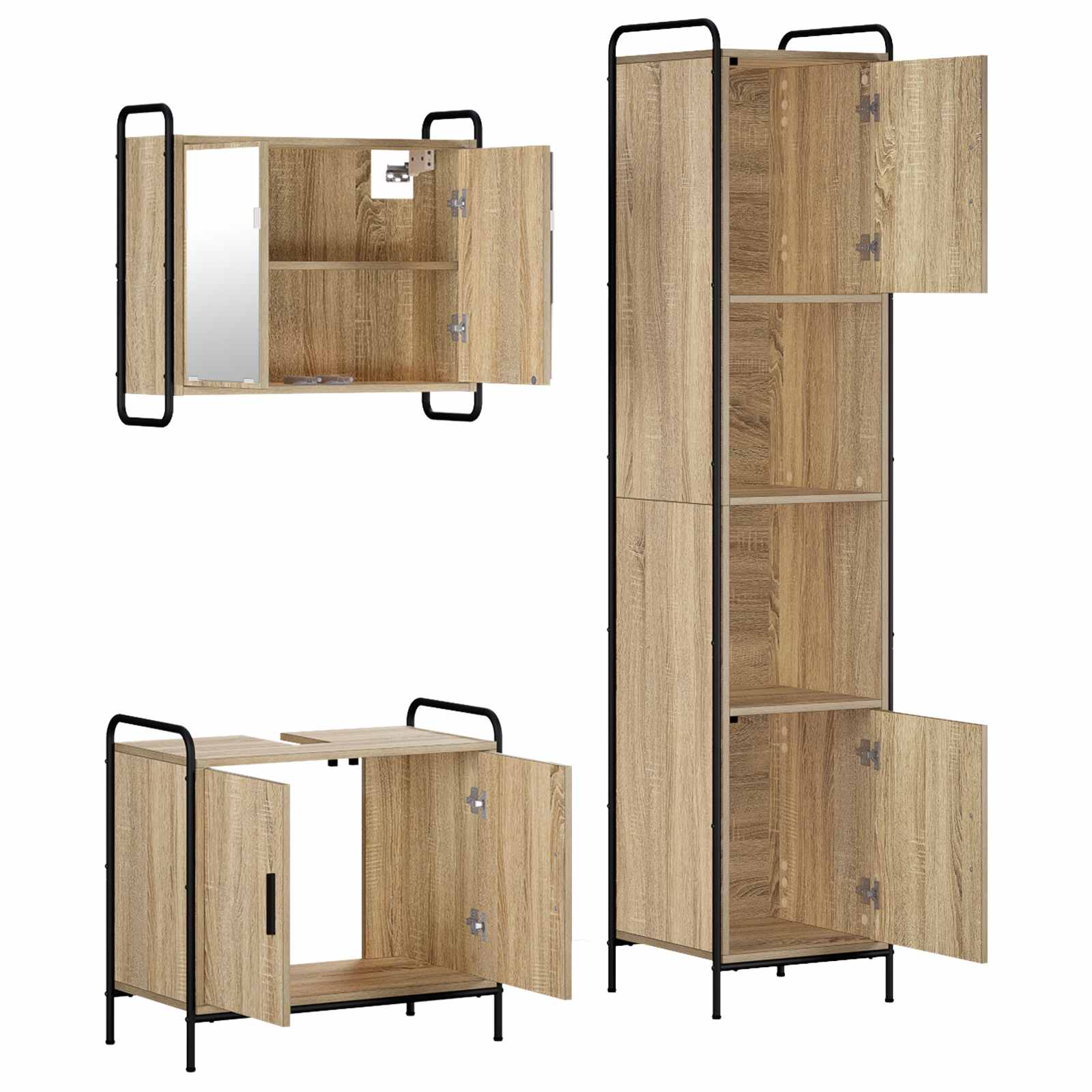 Komplet omaric za kopalnico 3 kos Sonoma hrast 40 x 36 x 181 cm